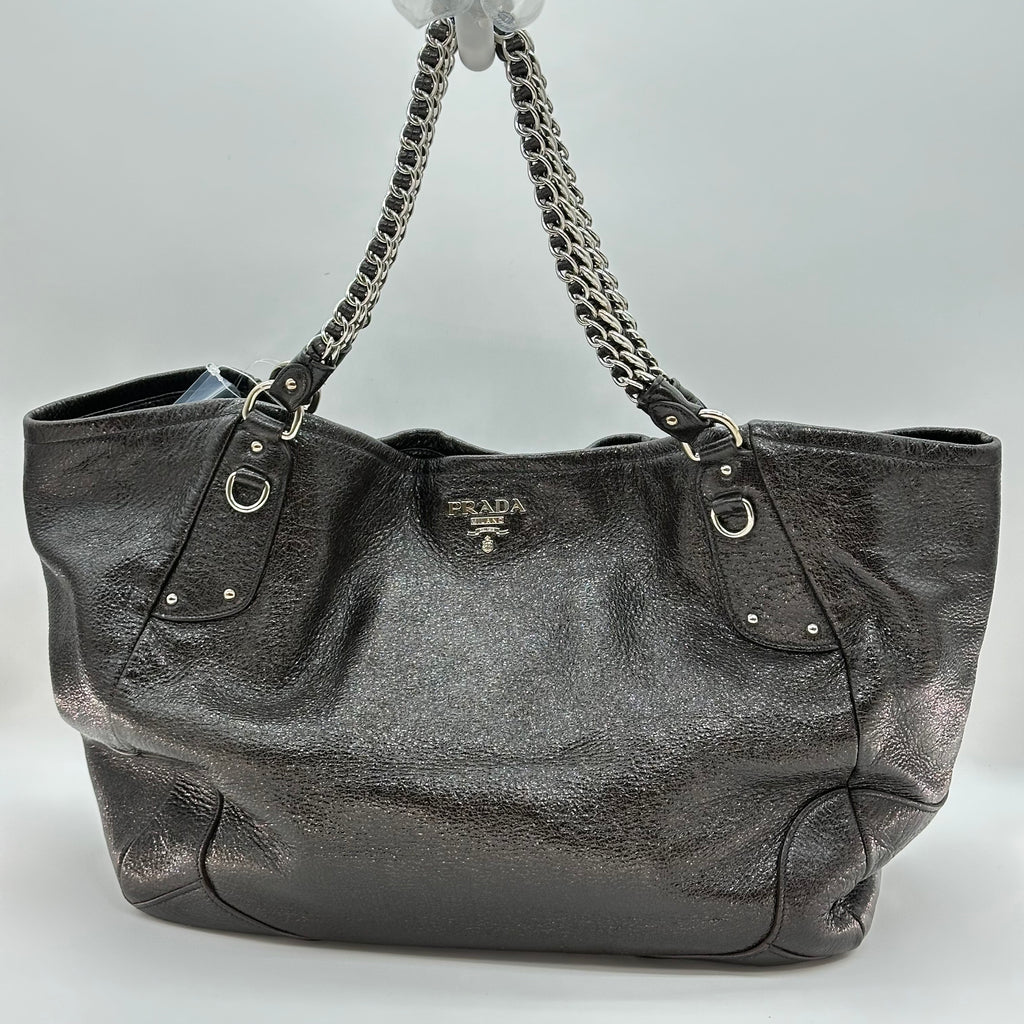Prada Lux Chain Side Pocket Hobo Cervo Leather Large