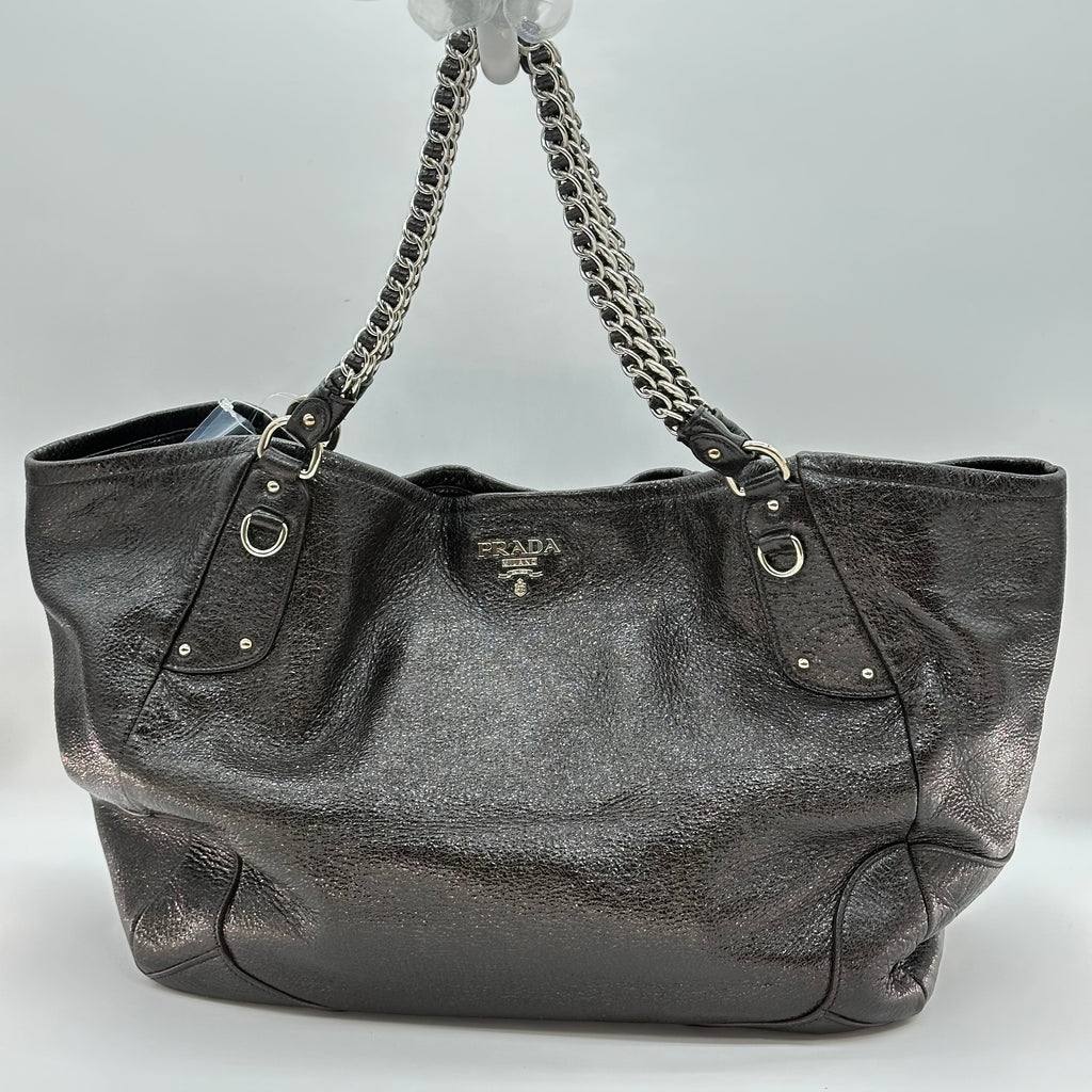 Prada Lux Chain Side Pocket Hobo Cervo Leather Large