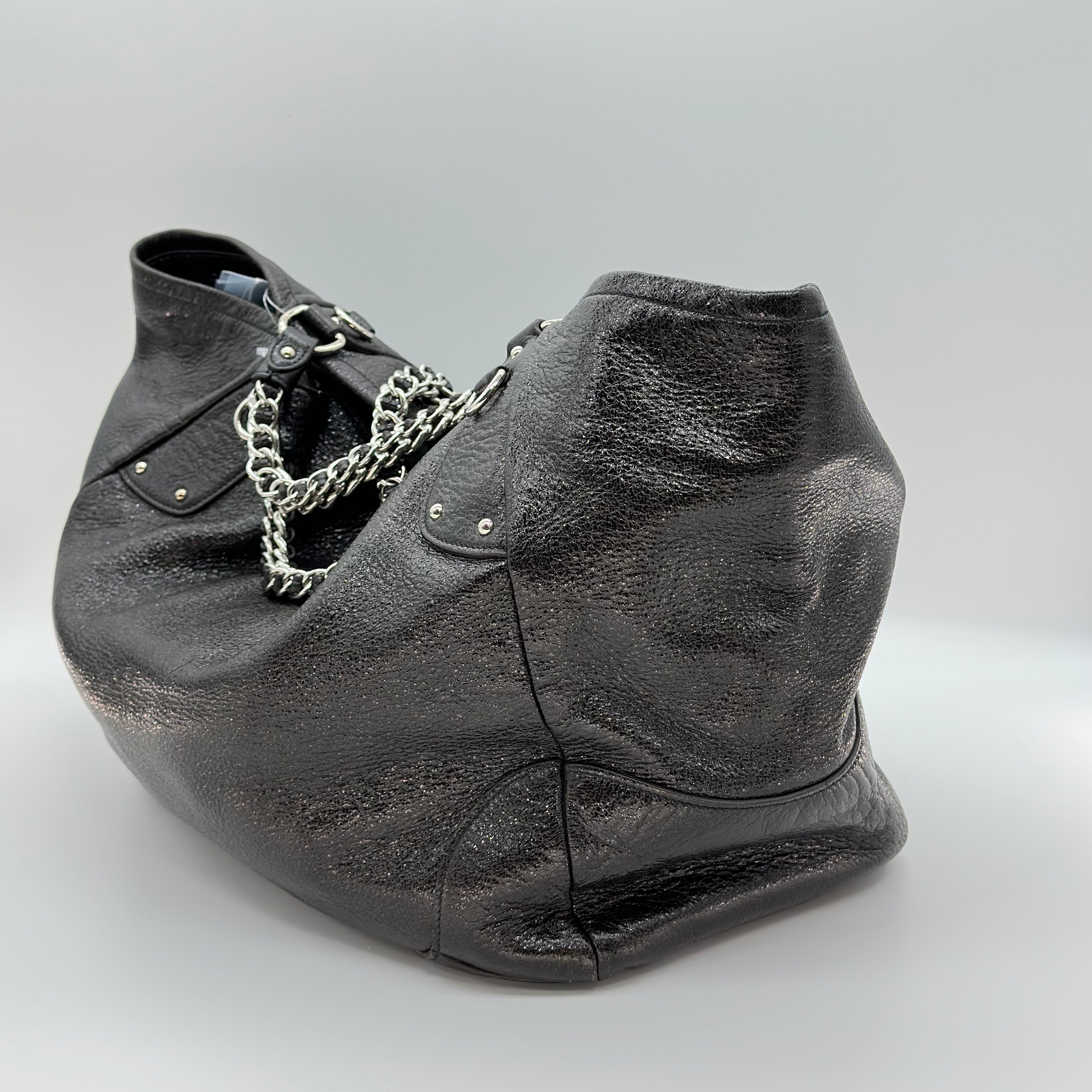 Prada Lux Chain Side Pocket Hobo Cervo Leather Large