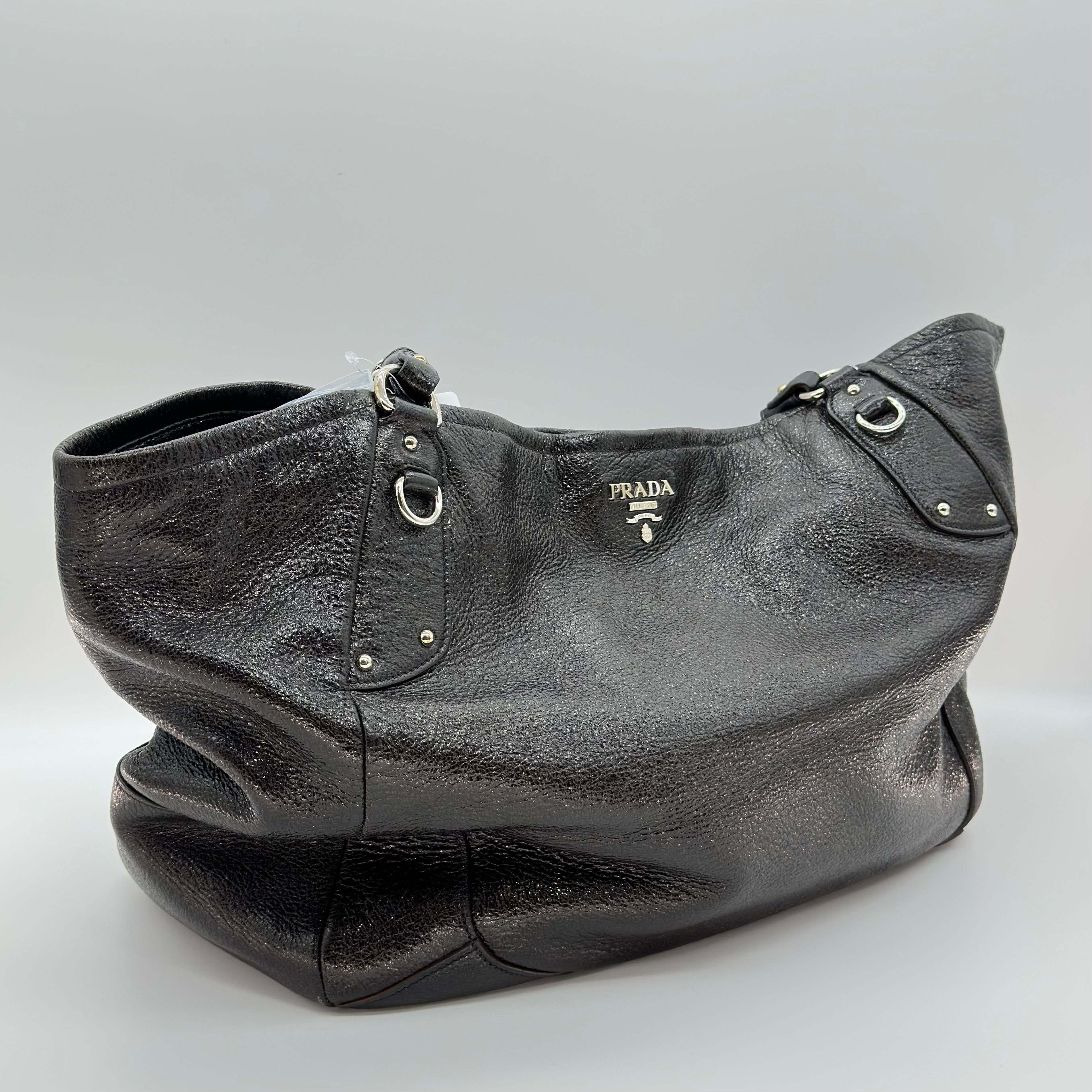 Prada Lux Chain Side Pocket Hobo Cervo Leather Large
