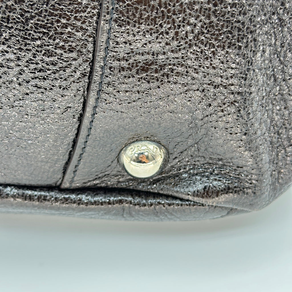 Prada Lux Chain Side Pocket Hobo Cervo Leather Large