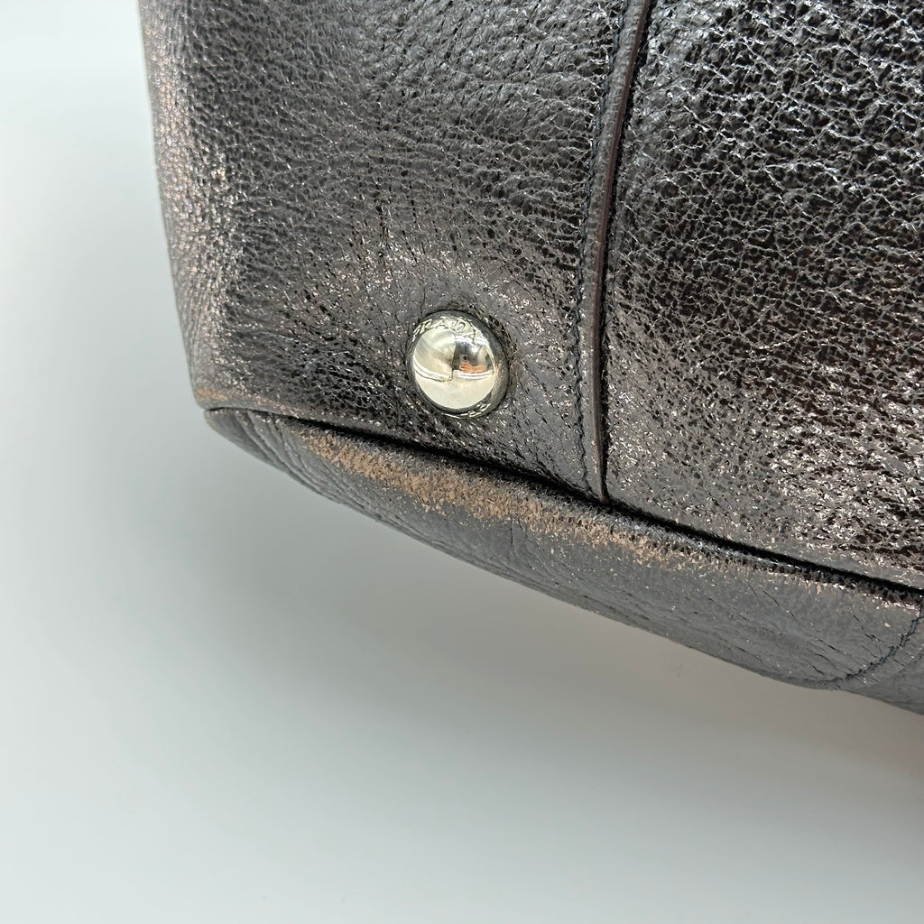 Prada Lux Chain Side Pocket Hobo Cervo Leather Large