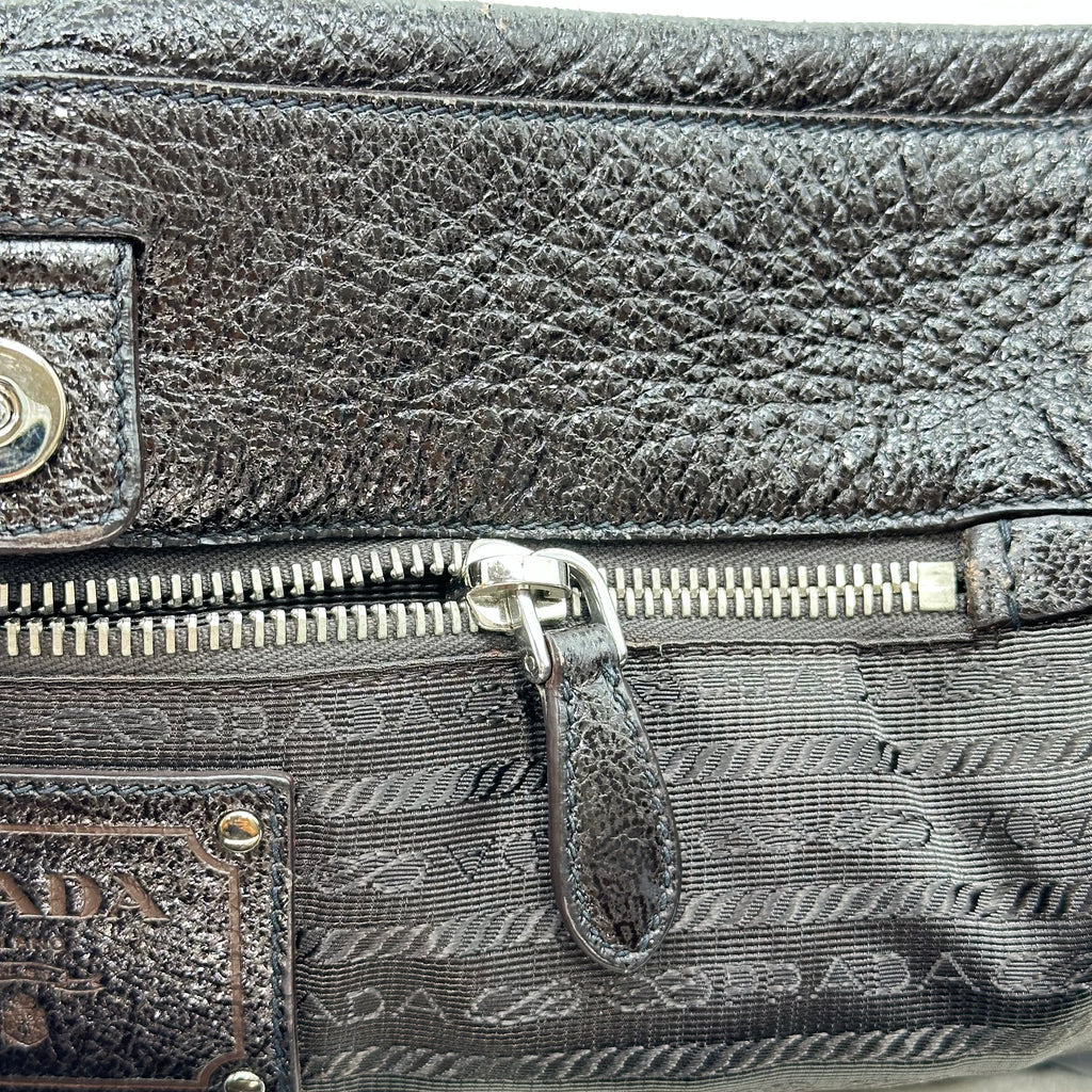 Prada Lux Chain Side Pocket Hobo Cervo Leather Large