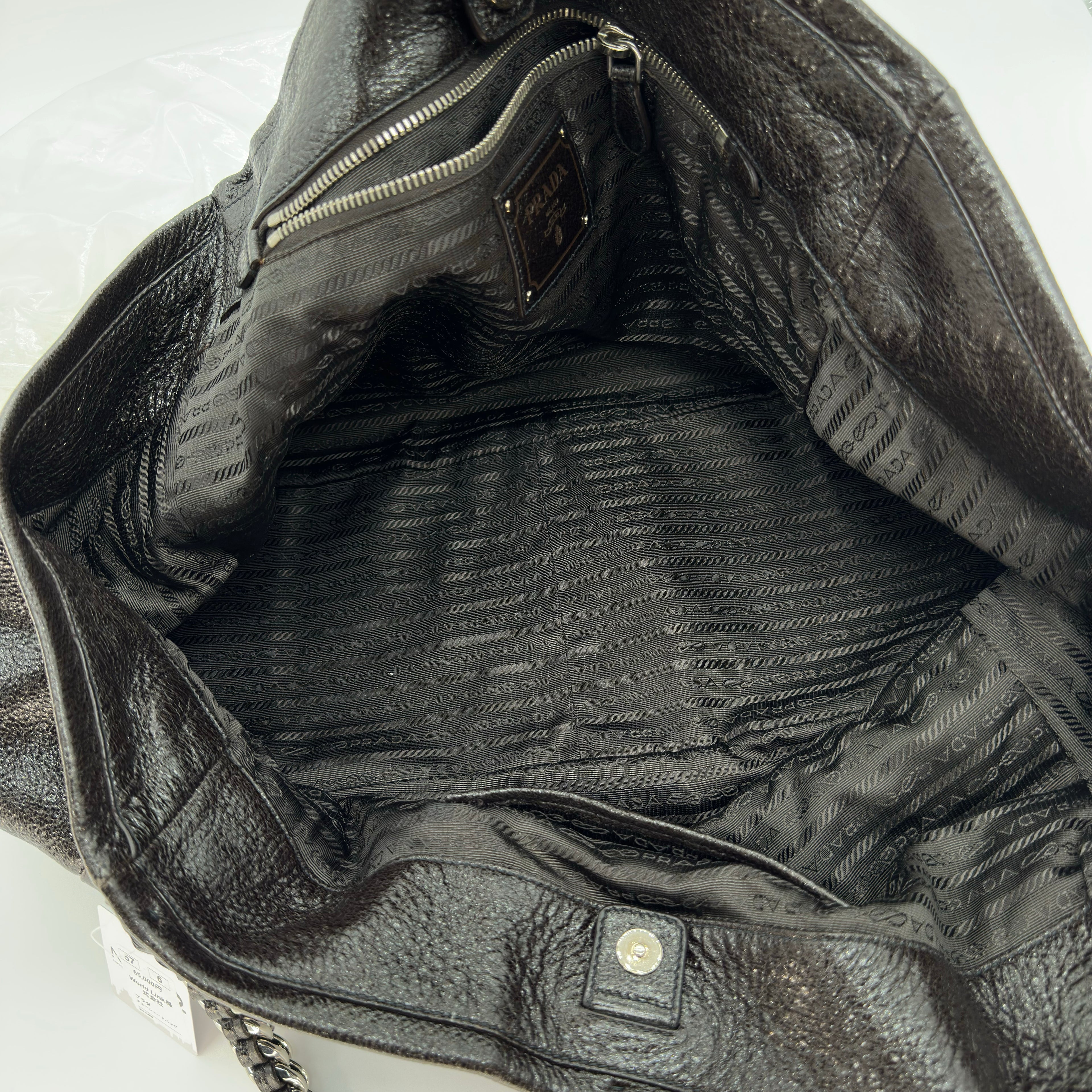 Prada Lux Chain Side Pocket Hobo Cervo Leather Large