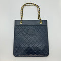 Chanel Lambskin Quilted Chain Tote Bag Shoulder Handbag Classic