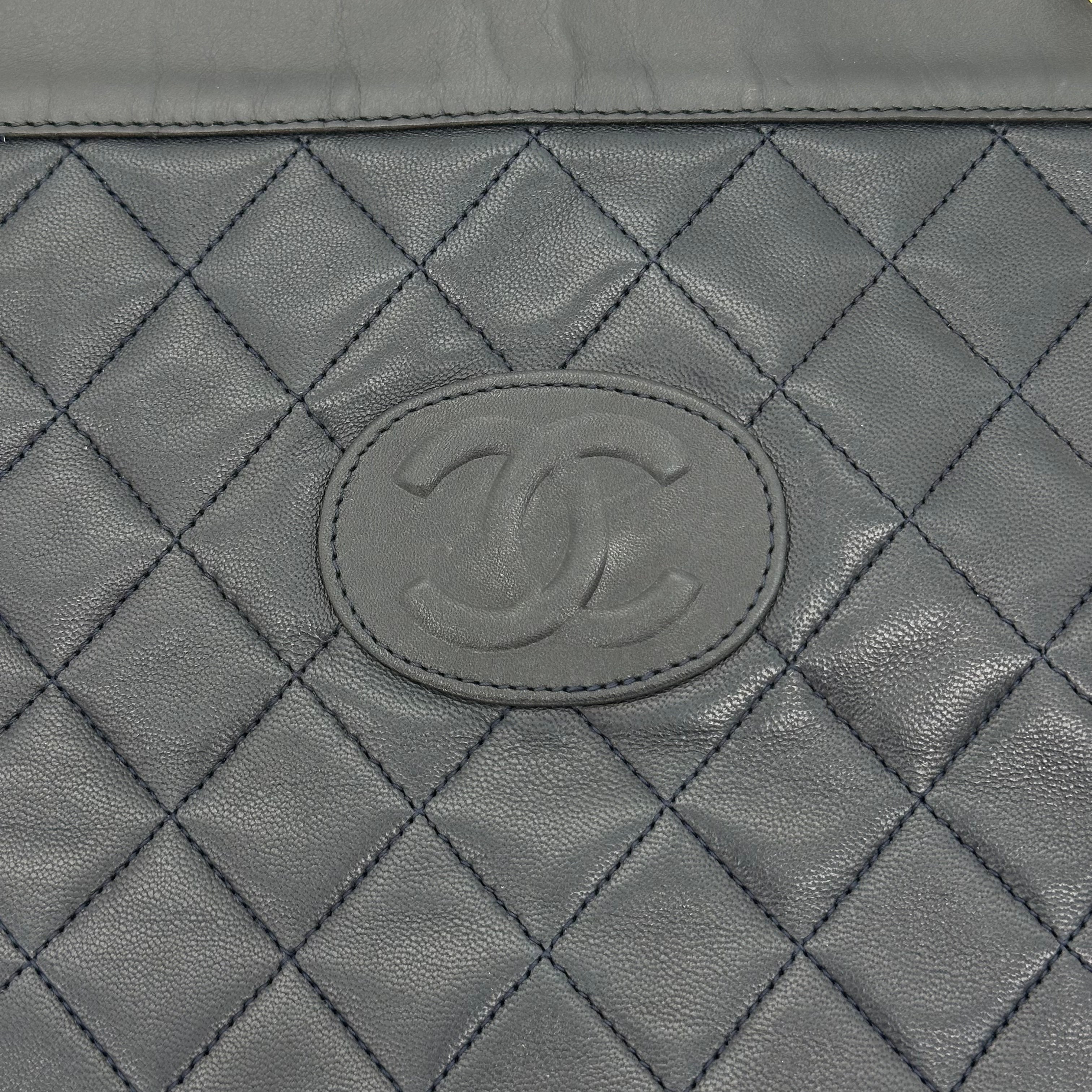 Chanel Lambskin Quilted Chain Tote Bag Shoulder Handbag Classic