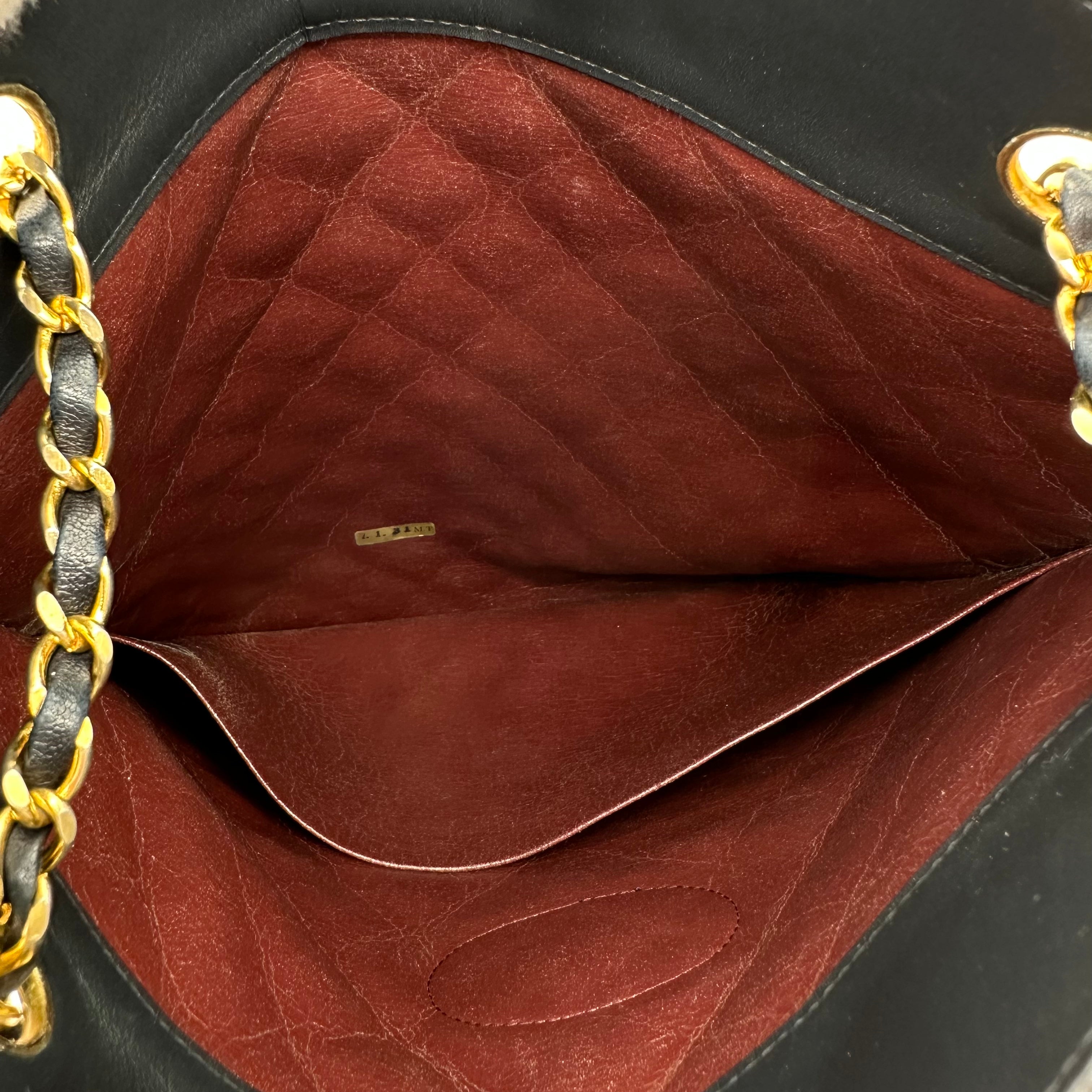 Chanel Lambskin Quilted Chain Tote Bag Shoulder Handbag Classic