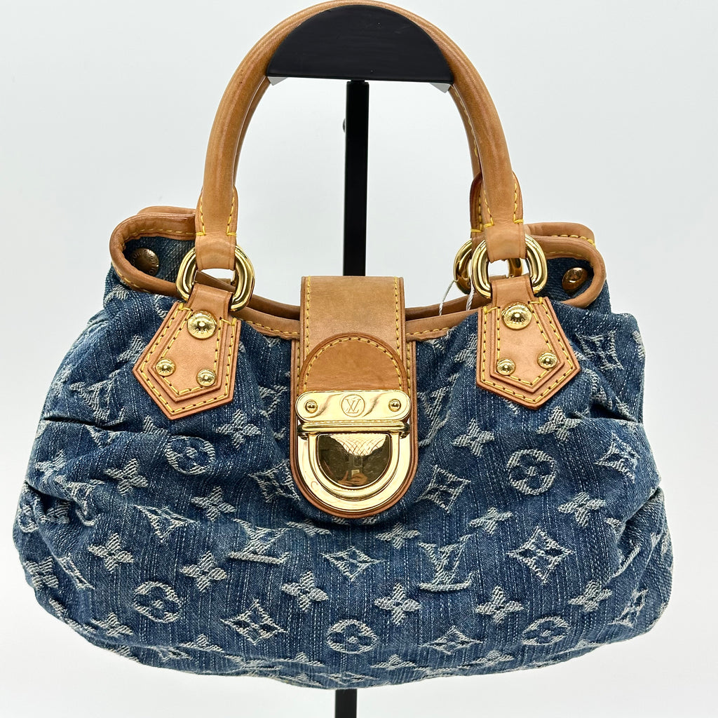 LV ルイヴィトン モノグラムデニム プリーティ ハンドバッグ M95020