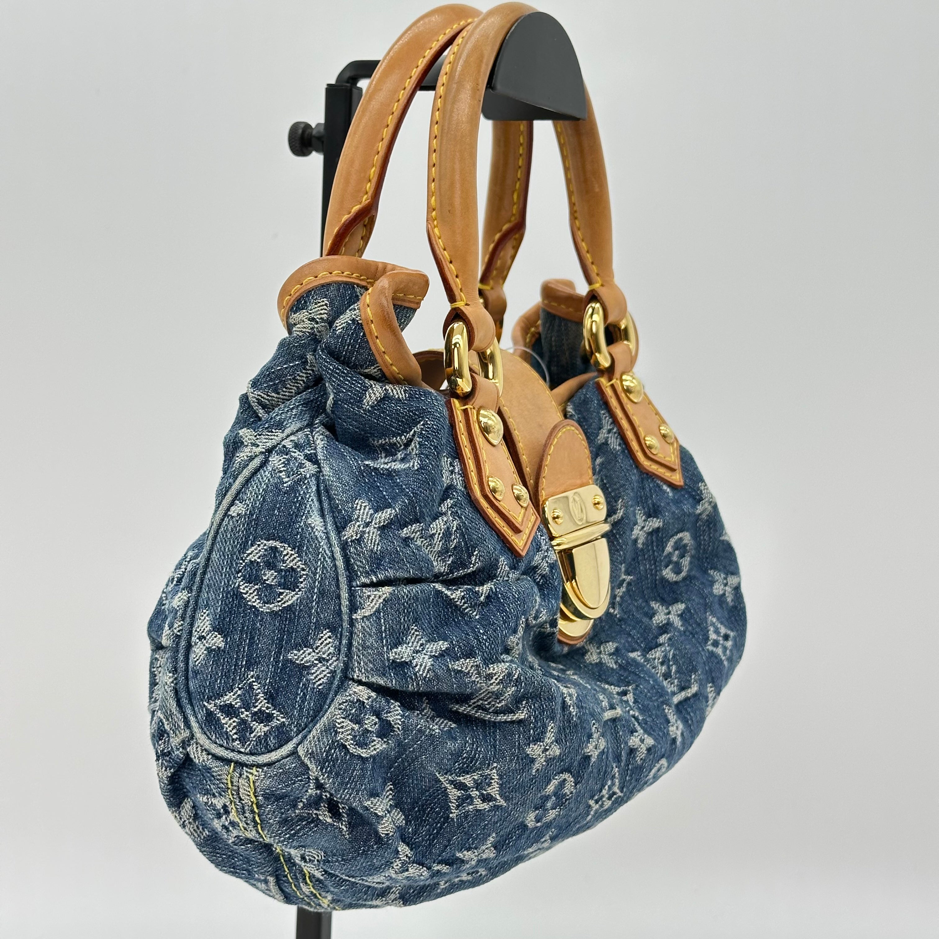 LV ルイヴィトン モノグラムデニム プリーティ ハンドバッグ M95020
