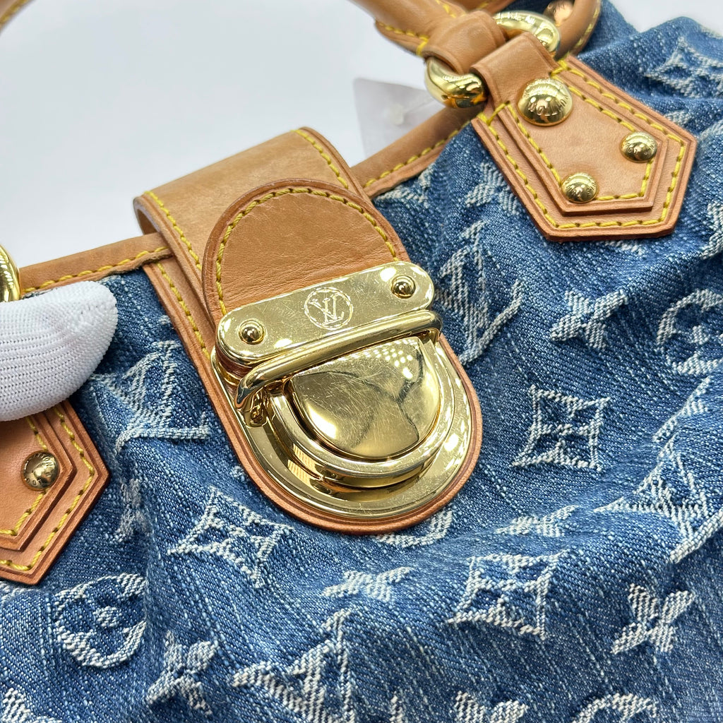 LV ルイヴィトン モノグラムデニム プリーティ ハンドバッグ M95020