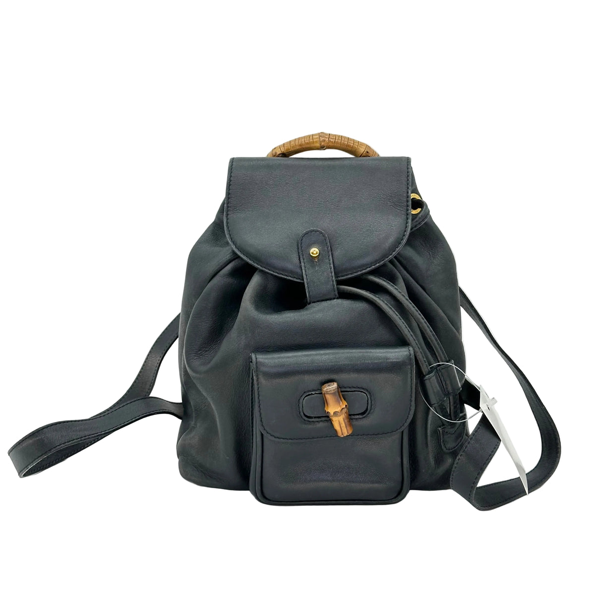 Gucci Bamboo Leather Backpack  Black