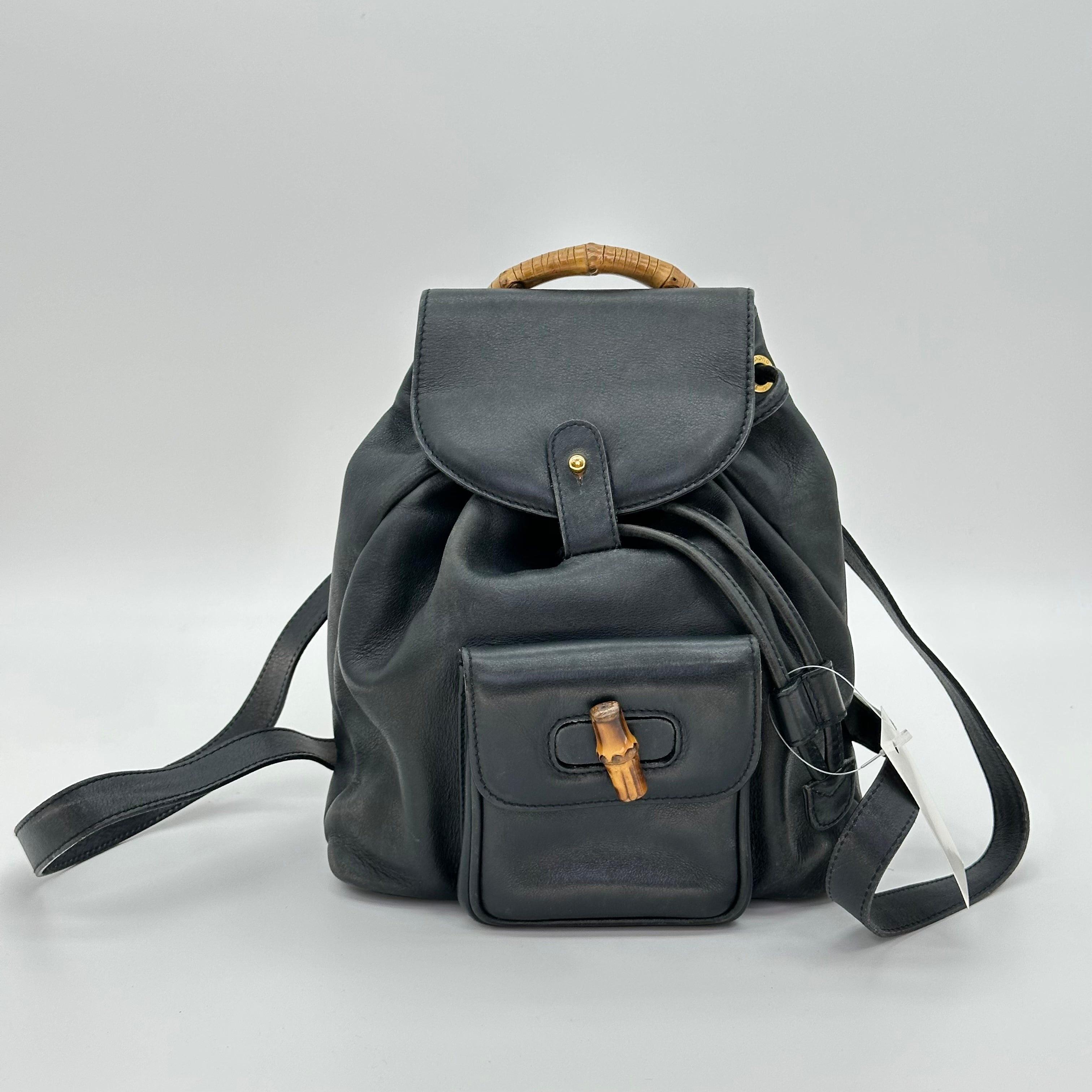 Gucci Bamboo Leather Backpack  Black