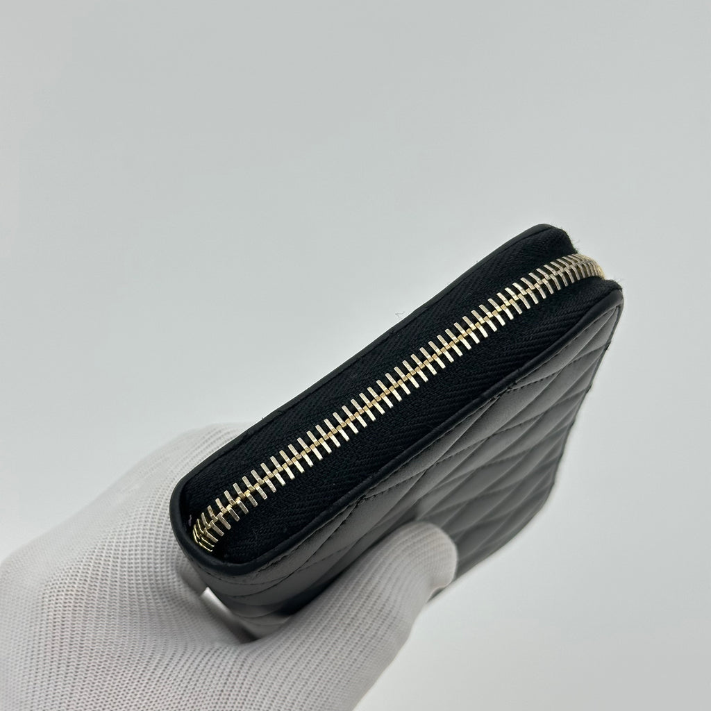 Chanel Coco Mark Lambskin Zipped Wallet black