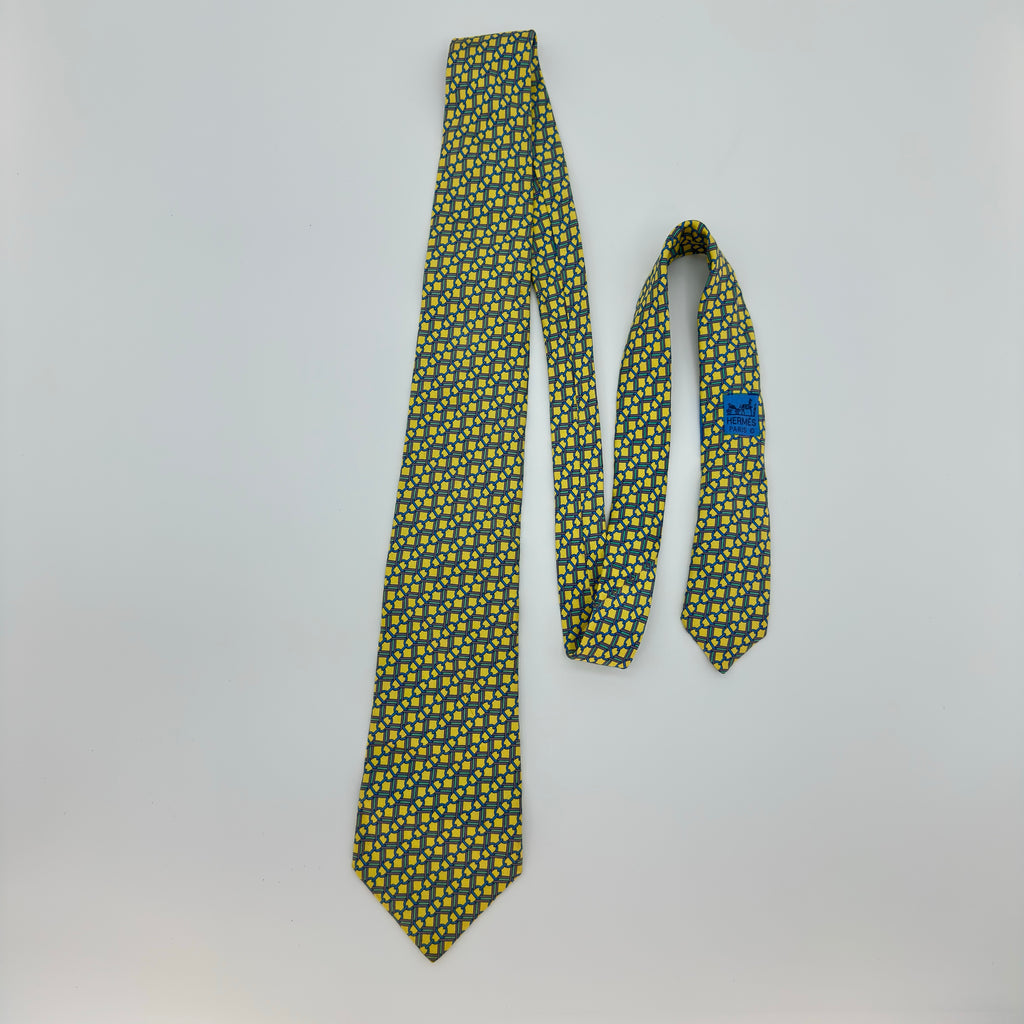 Hermès Vintage Tie Yellow 100%Silk