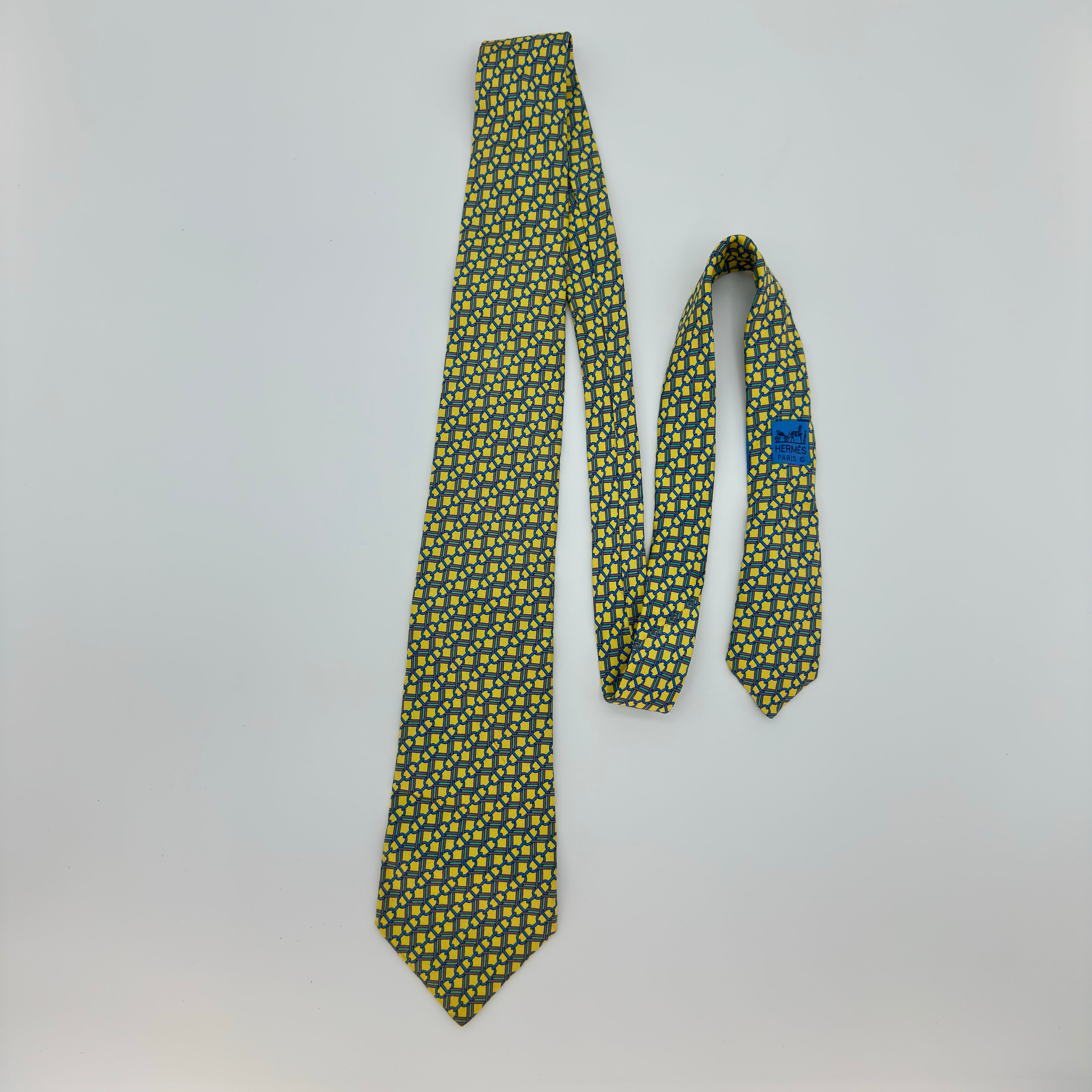 Hermès Vintage Tie Yellow 100%Silk