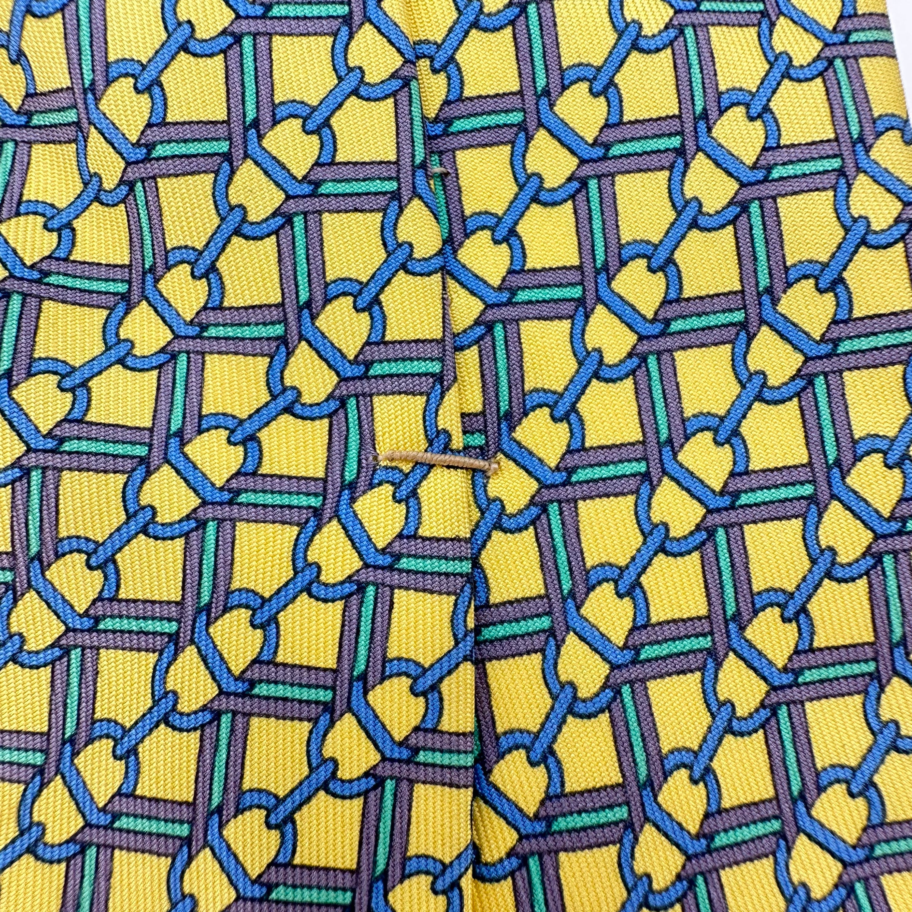 Hermès Vintage Tie Yellow 100%Silk