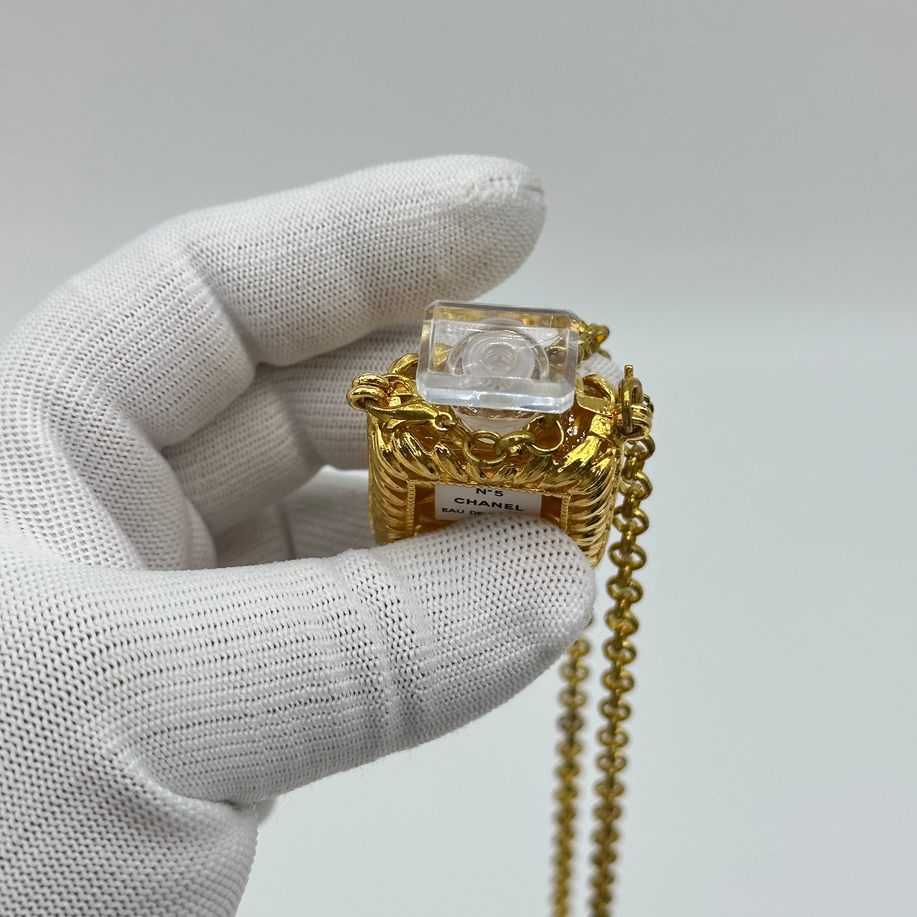 Chanel No. 5 Parfume Mini Bottle Chain Necklace vintage