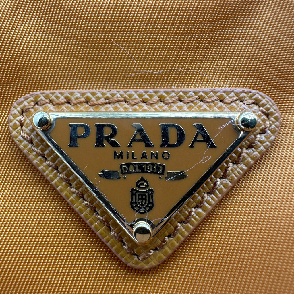 Prada Tessuto Nylon & Leather 2 Way Shoulder Bag Orange