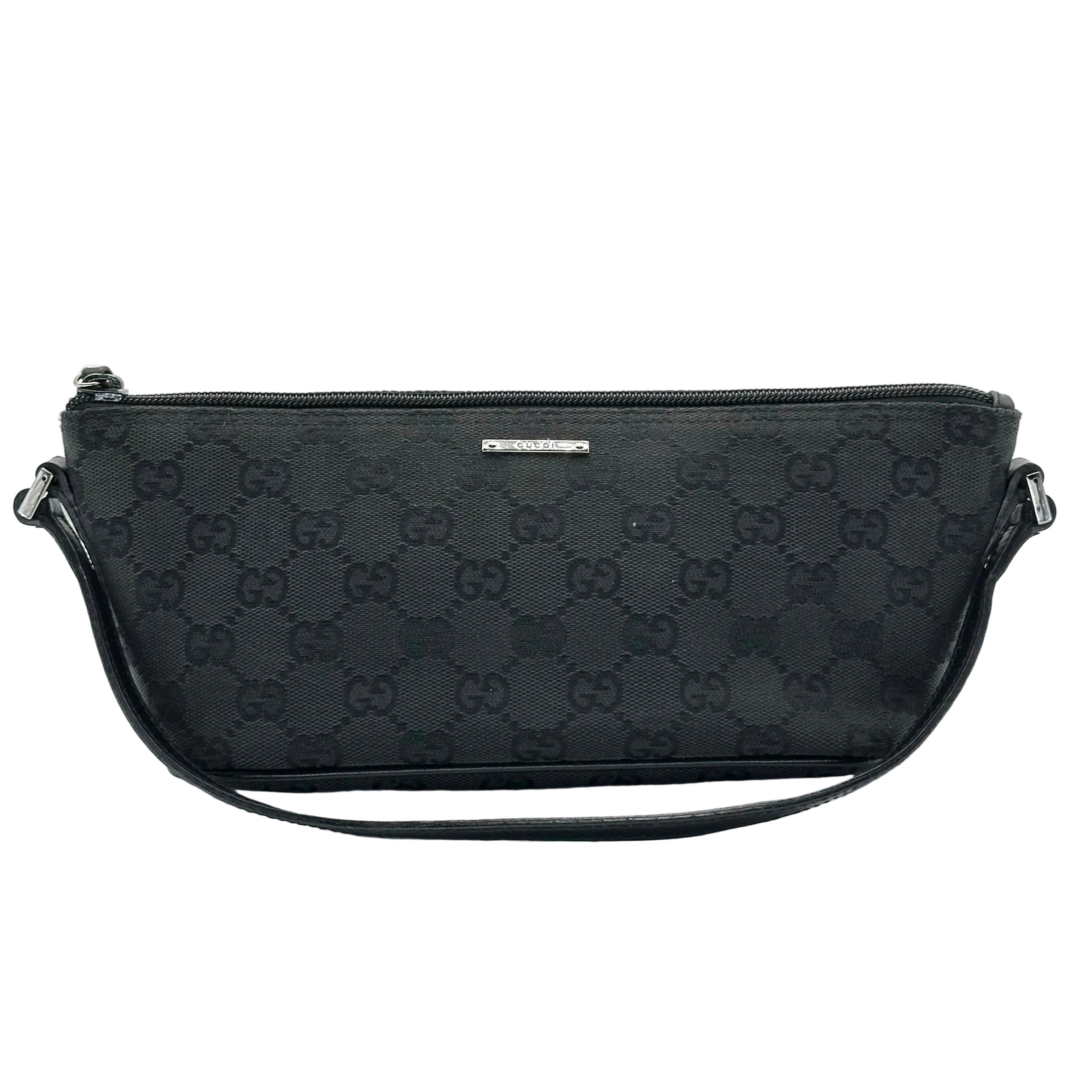 Gucci GG Monogram Black Boat Pochette Handbag