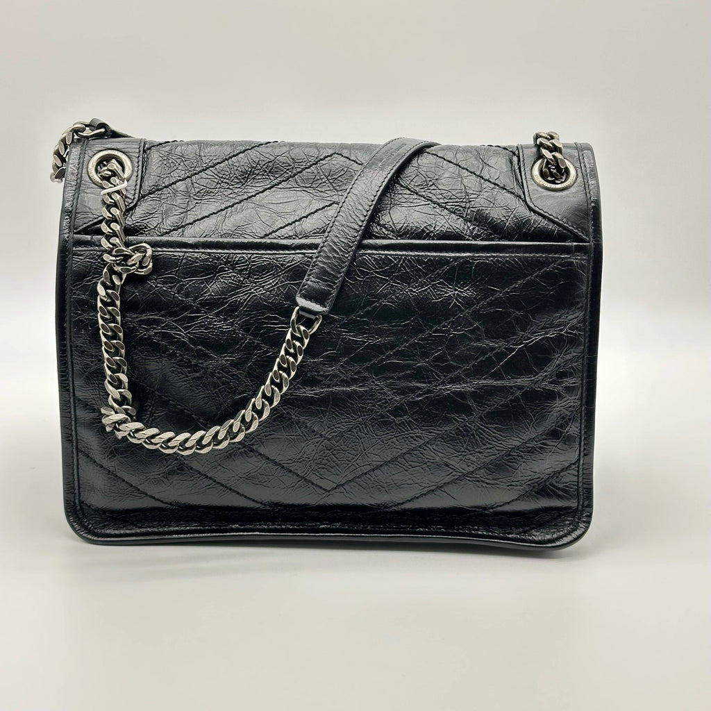Saint Laurent Paris Niki Leather Chain Shoulder Bag Black
