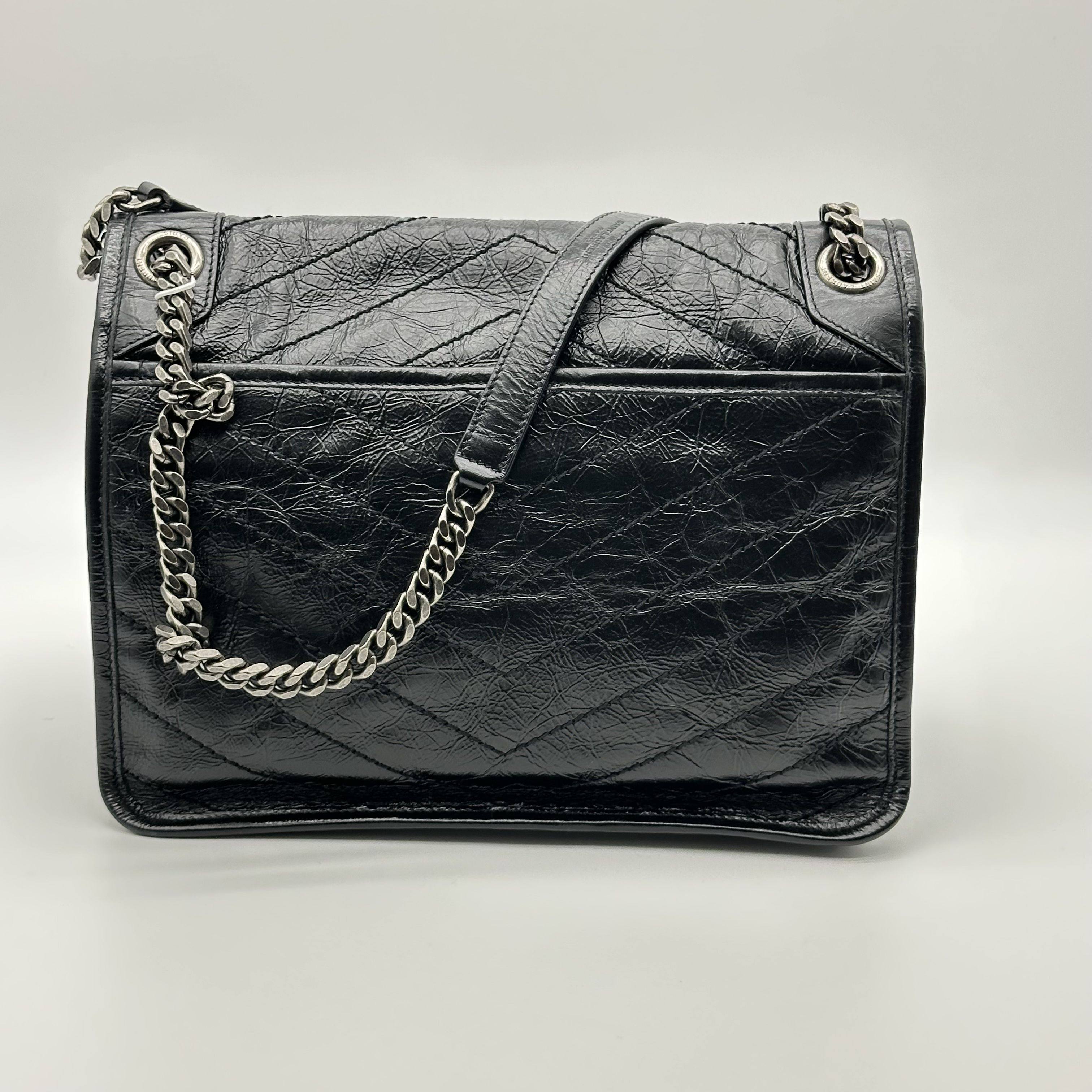 Saint Laurent Paris Niki Leather Chain Shoulder Bag Black