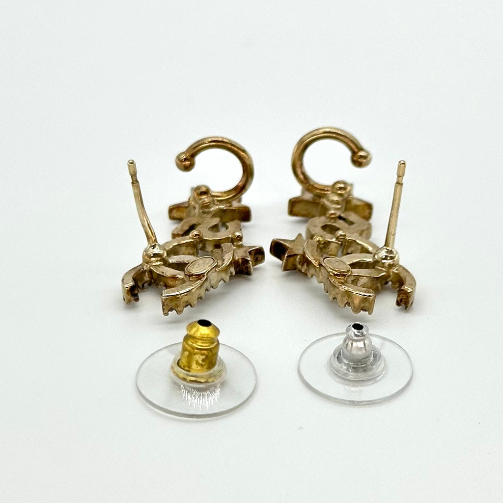 Chanel Star No.5 Rhinestone Stud Earrings Gold