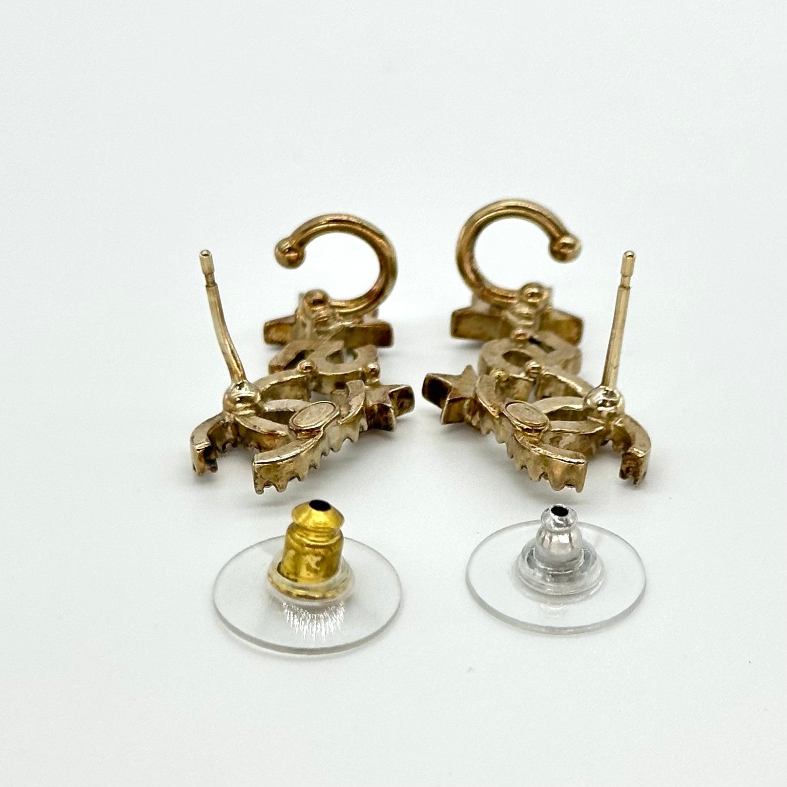 Chanel Star No.5 Rhinestone Stud Earrings Gold