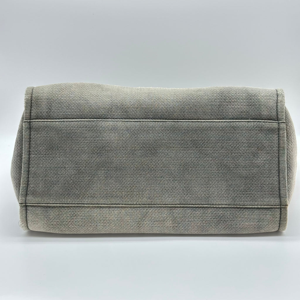 Chanel Deauville Denim leather Tote Bag Canvas Gray Silver