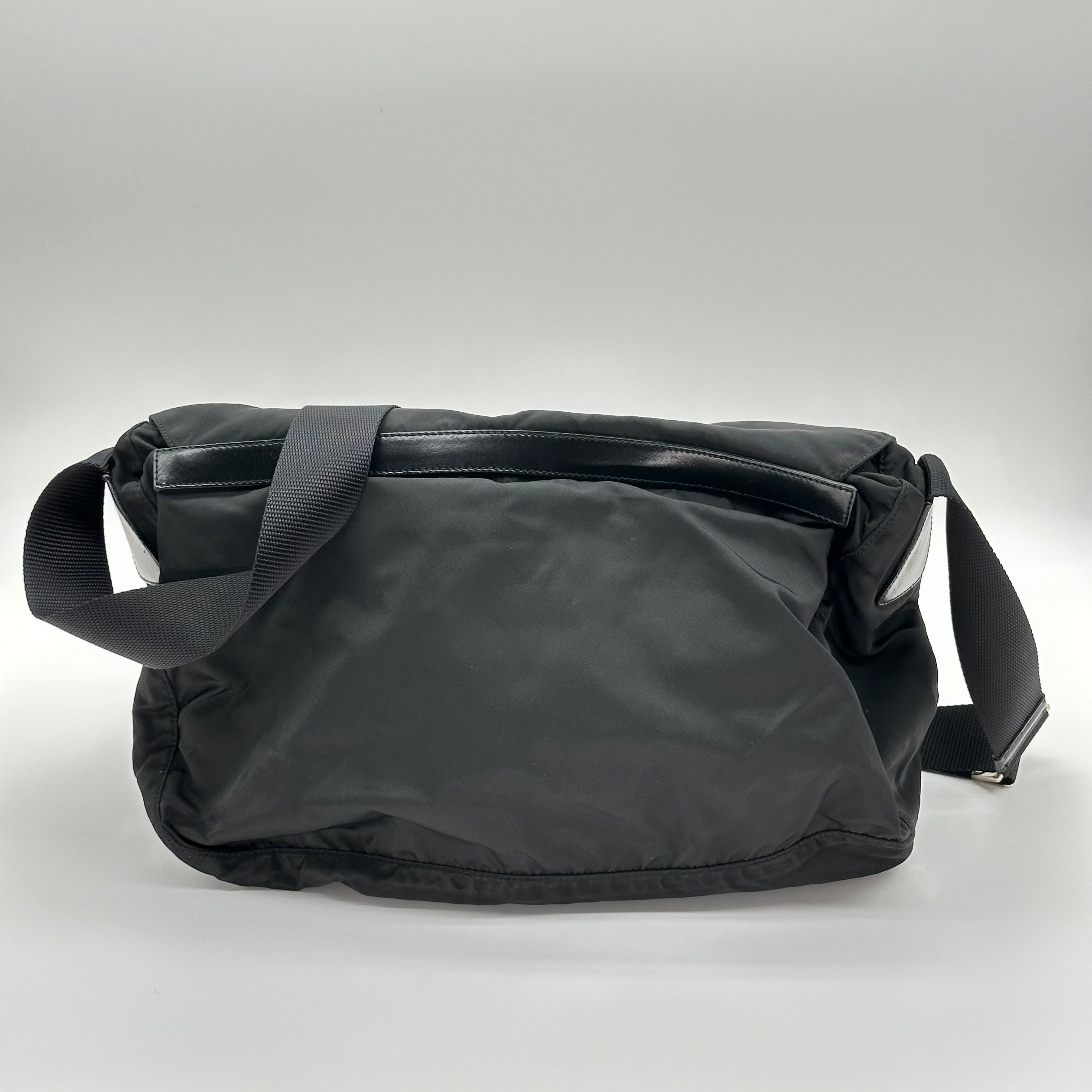 Prada Shoulder Bag Messenger Nylon Triangle Logo Black