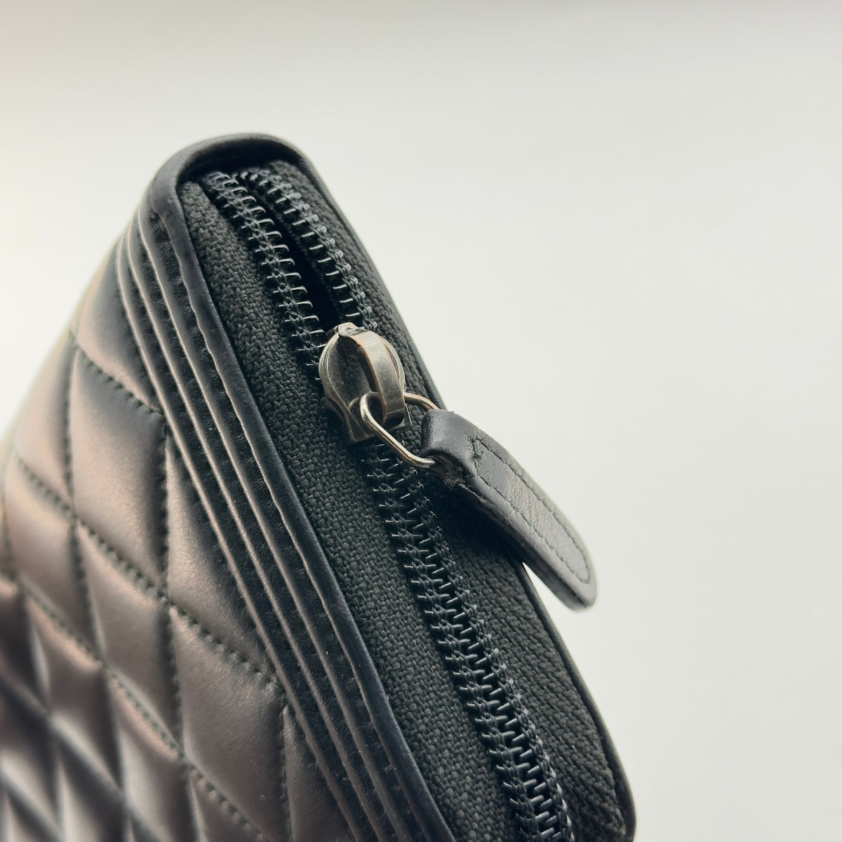 Chanel Matelasse Calfskin Boy Black Zip Around Long Wallet