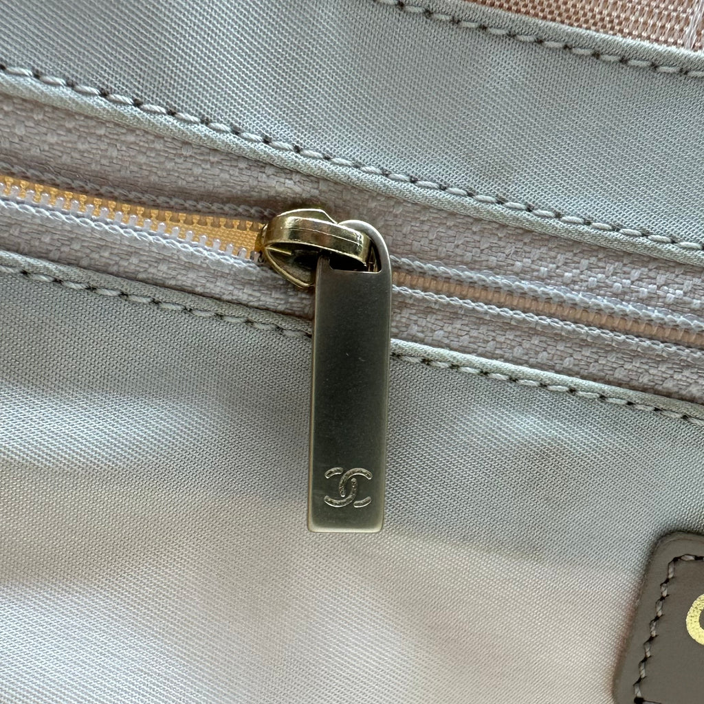 Chanel Beige Nylon CC Logo Travel Line Tote Bag