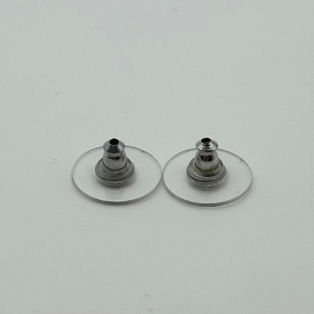 Chanel black and silver enamel vintage stud earrings 05V