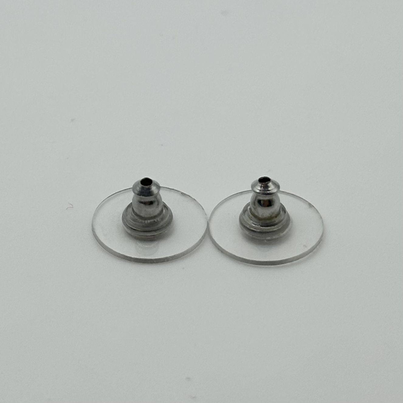 Chanel black and silver enamel vintage stud earrings 05V