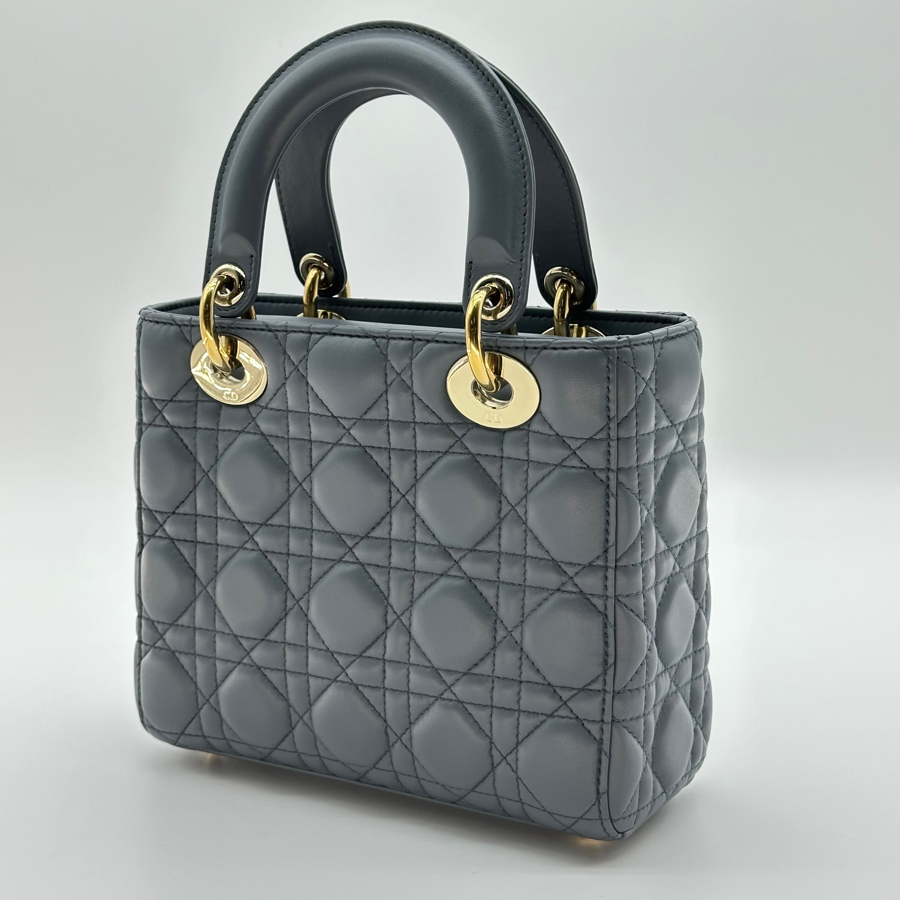 Christian Dior Lambskin Small My ABCDior Lady Dior Grey