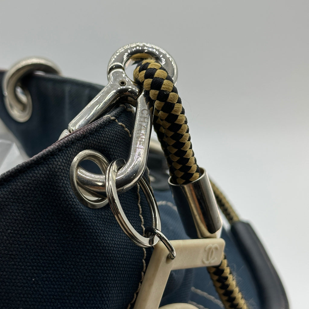 Chanel Quilted Number 5 Rope Handle Navy Tote Bag