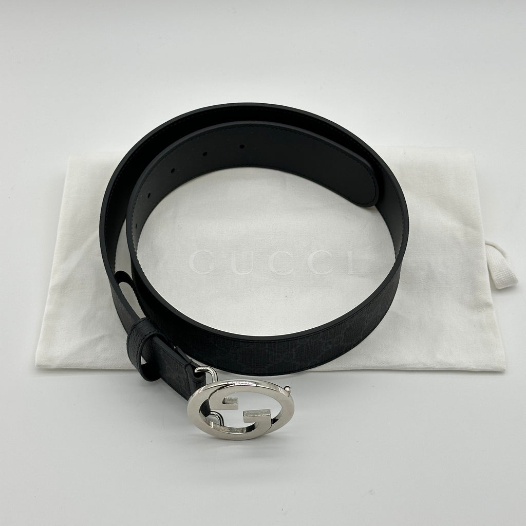 gucci gg supreme leather belt black
