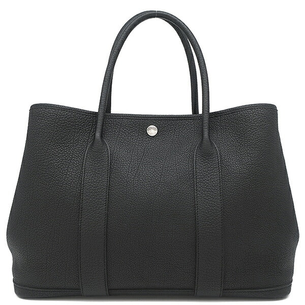 Hermes Garden Party 36 PM Black Canvas Tote Bag □O Stamp Restored Color Touch Up