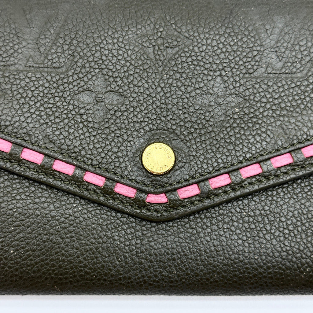 Louis Vuitton Monogram Empreinte Portefeuille Sarah Khaki Long Wallet