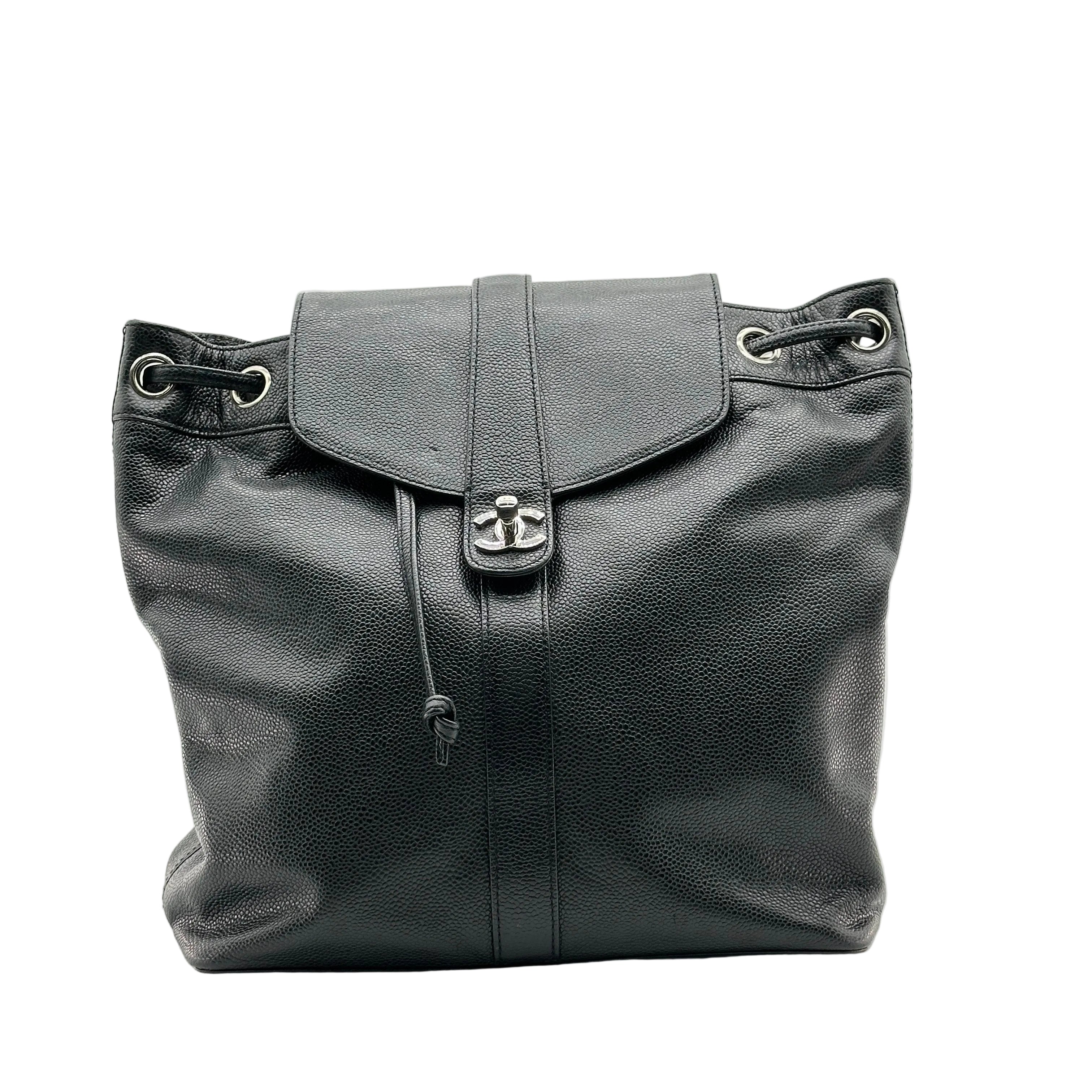 chanel caviar cc backpack black caviar leather