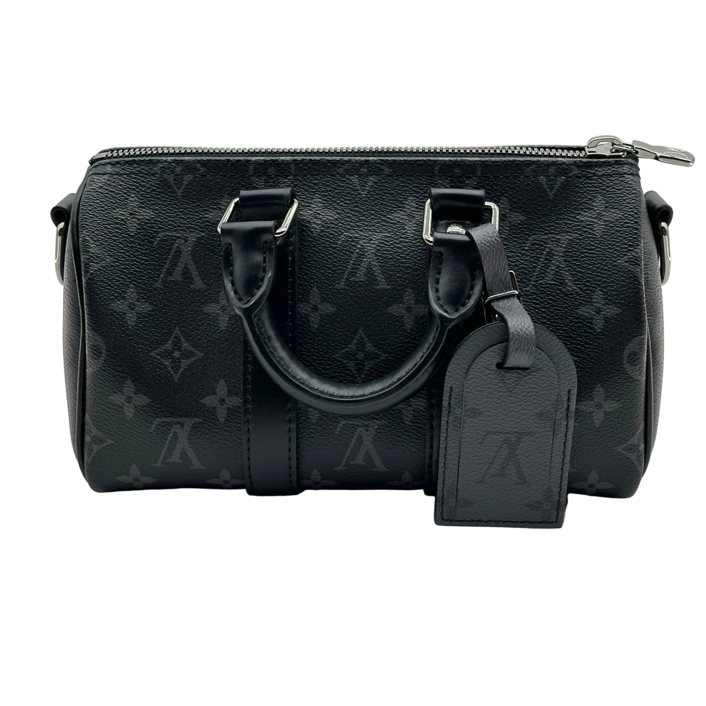 LOUIS VUITTON 2way M46271 IC chip Black Grey Keepall Bandouliere 25	Monogram Eclipse