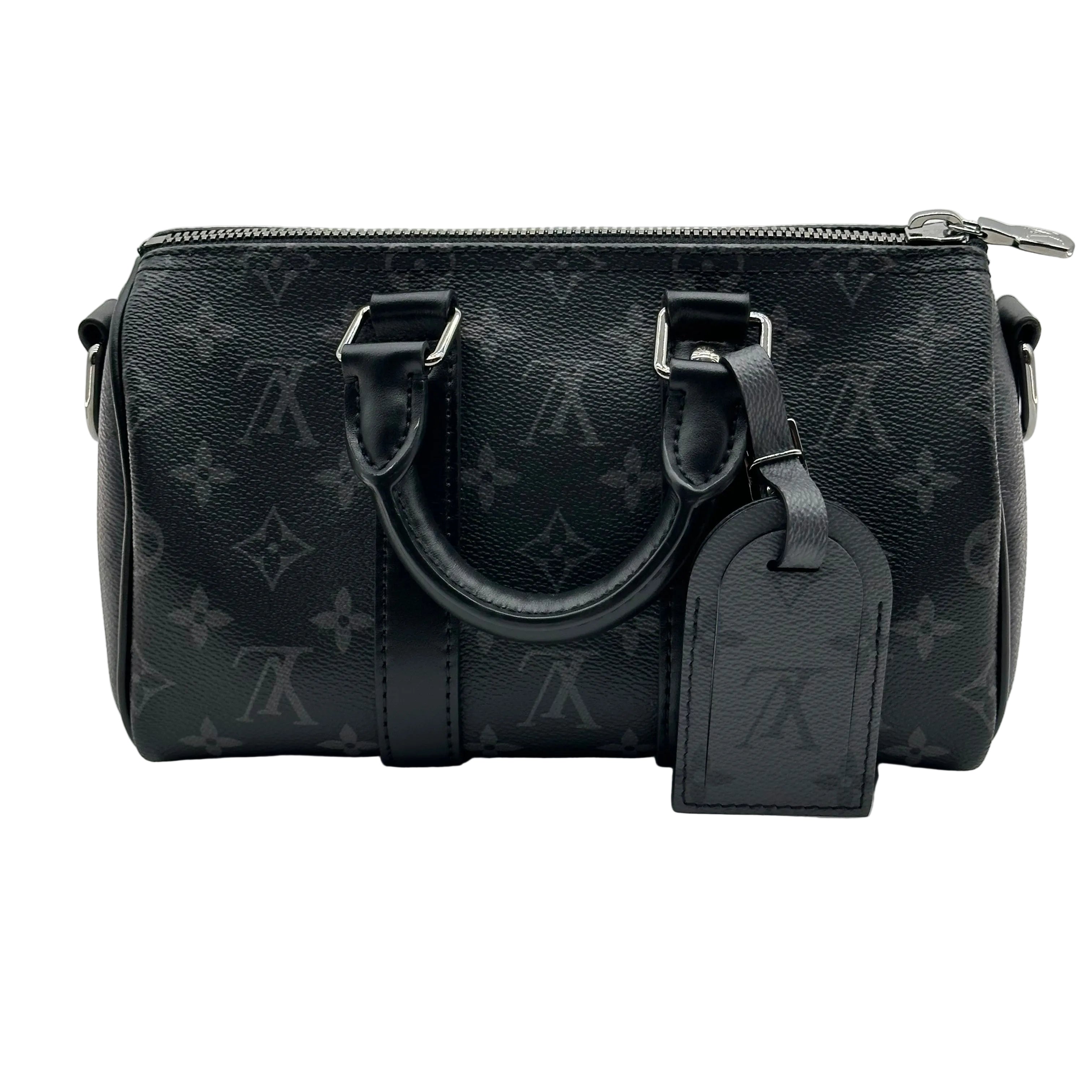 LOUIS VUITTON 2way M46271 IC chip Black Grey Keepall Bandouliere 25	Monogram Eclipse