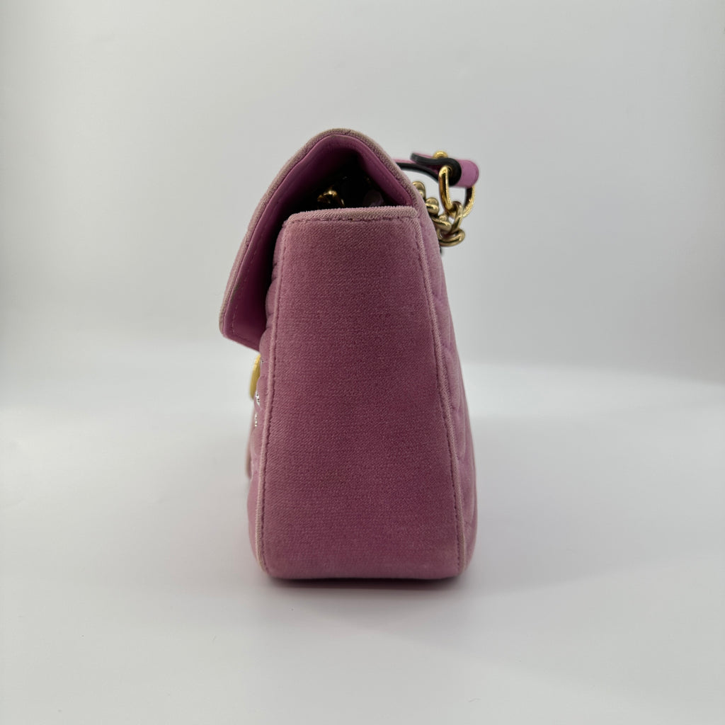 Gucci GG Marmont Velvet Crystal Shoulder Bag Pink 443497