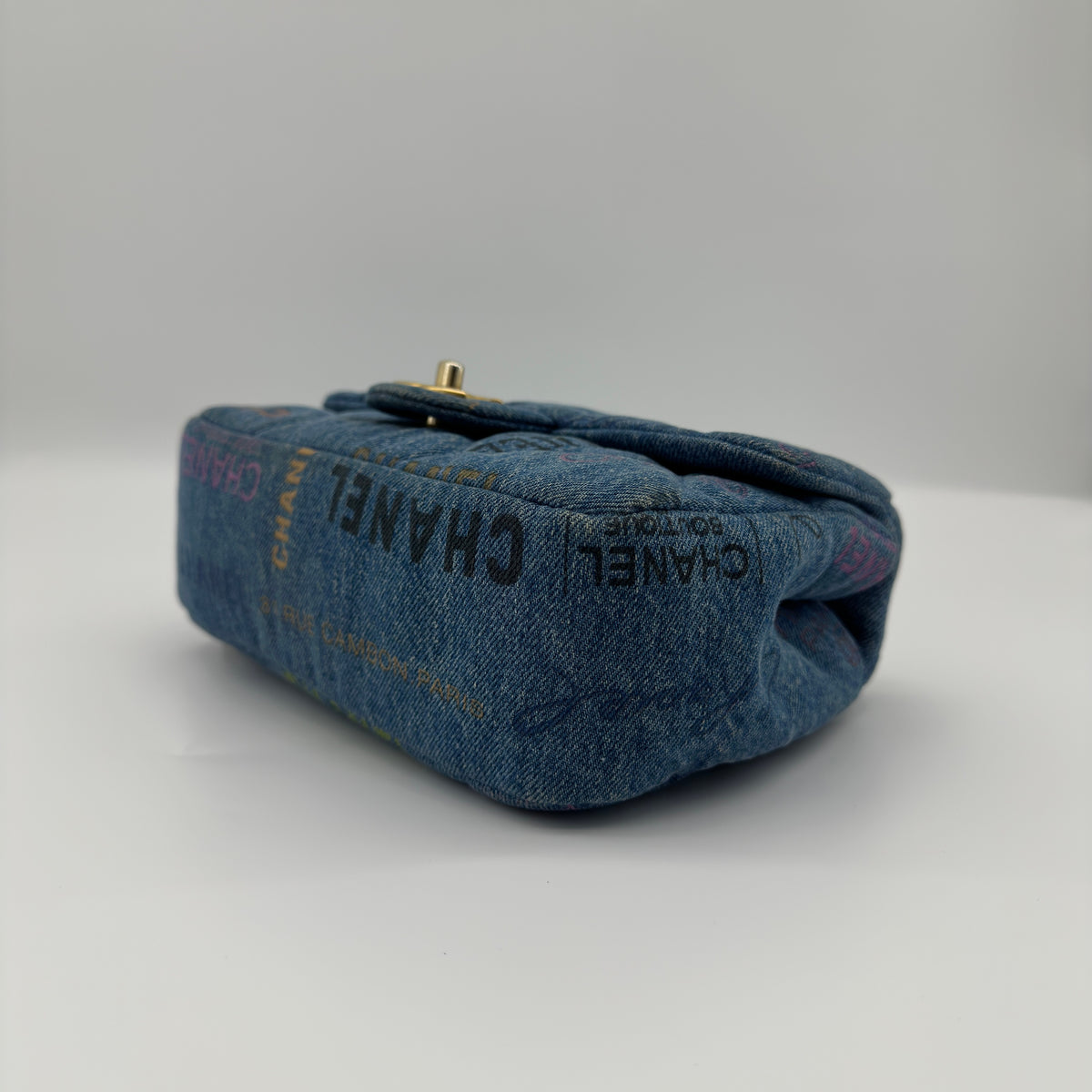 Chanel Matelasse Denim Chain Shoulder Bag Blue Gold Metal Fittings IC Chip
