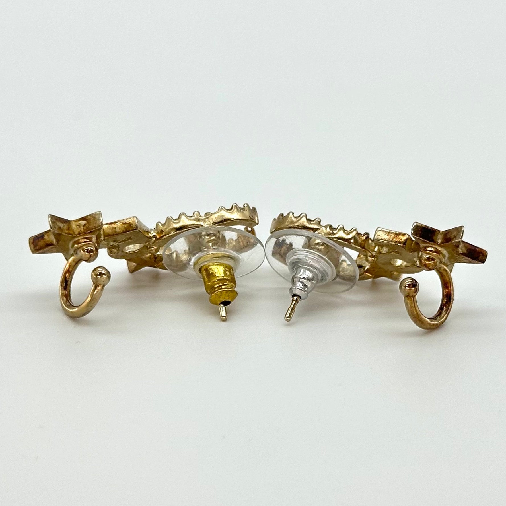 Chanel Star No.5 Rhinestone Stud Earrings Gold