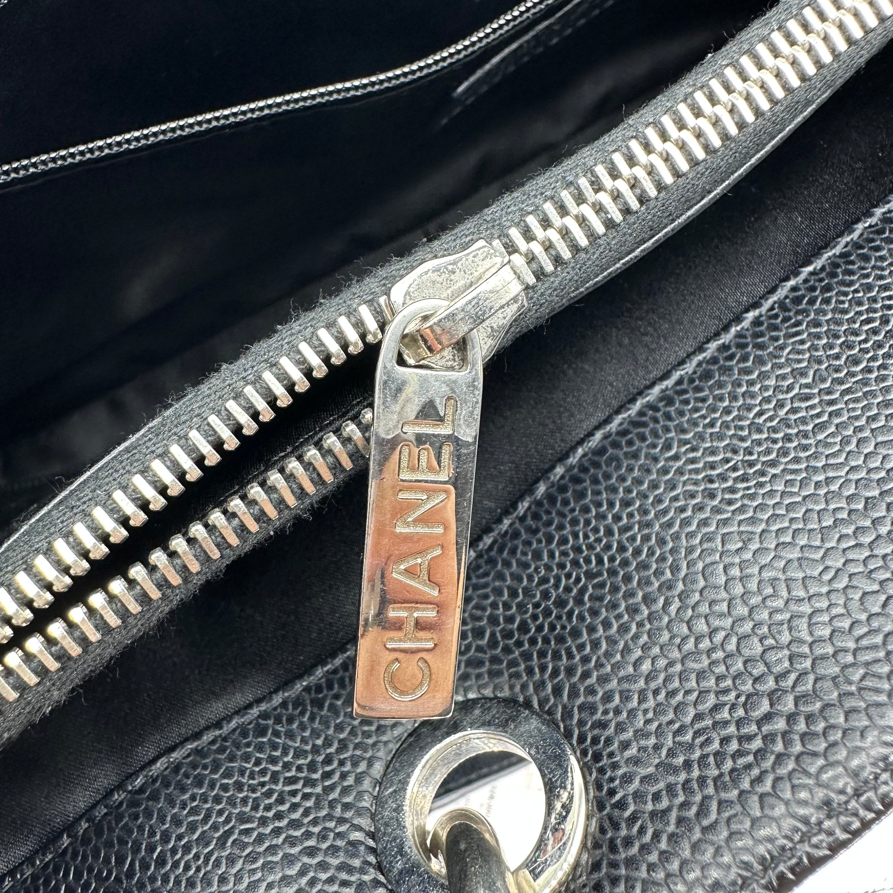 Chanel GST Caviar Leather Chain Tote Bag Black Gold Hardware 16 Series