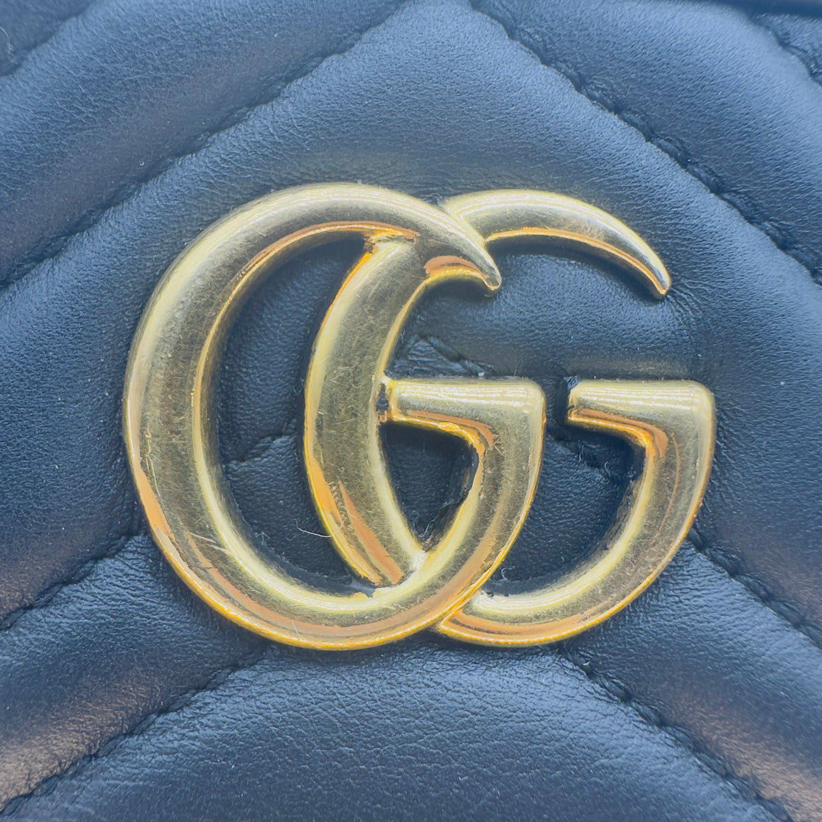 Gucci Matelassé Leather GG Marmont Mini Black Camera Bag