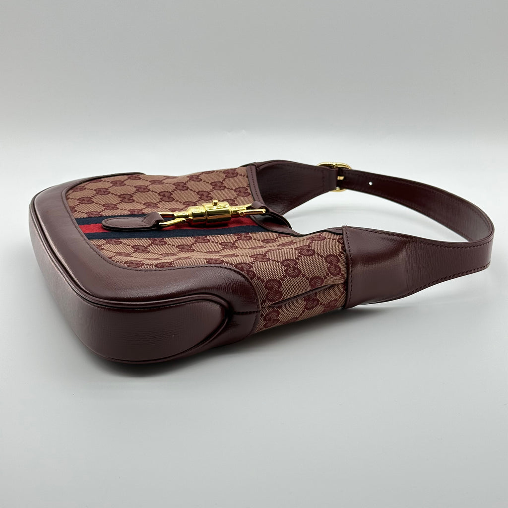 Gucci Burgundy GG Supreme Jackie 1961 Small Shoulder Bag