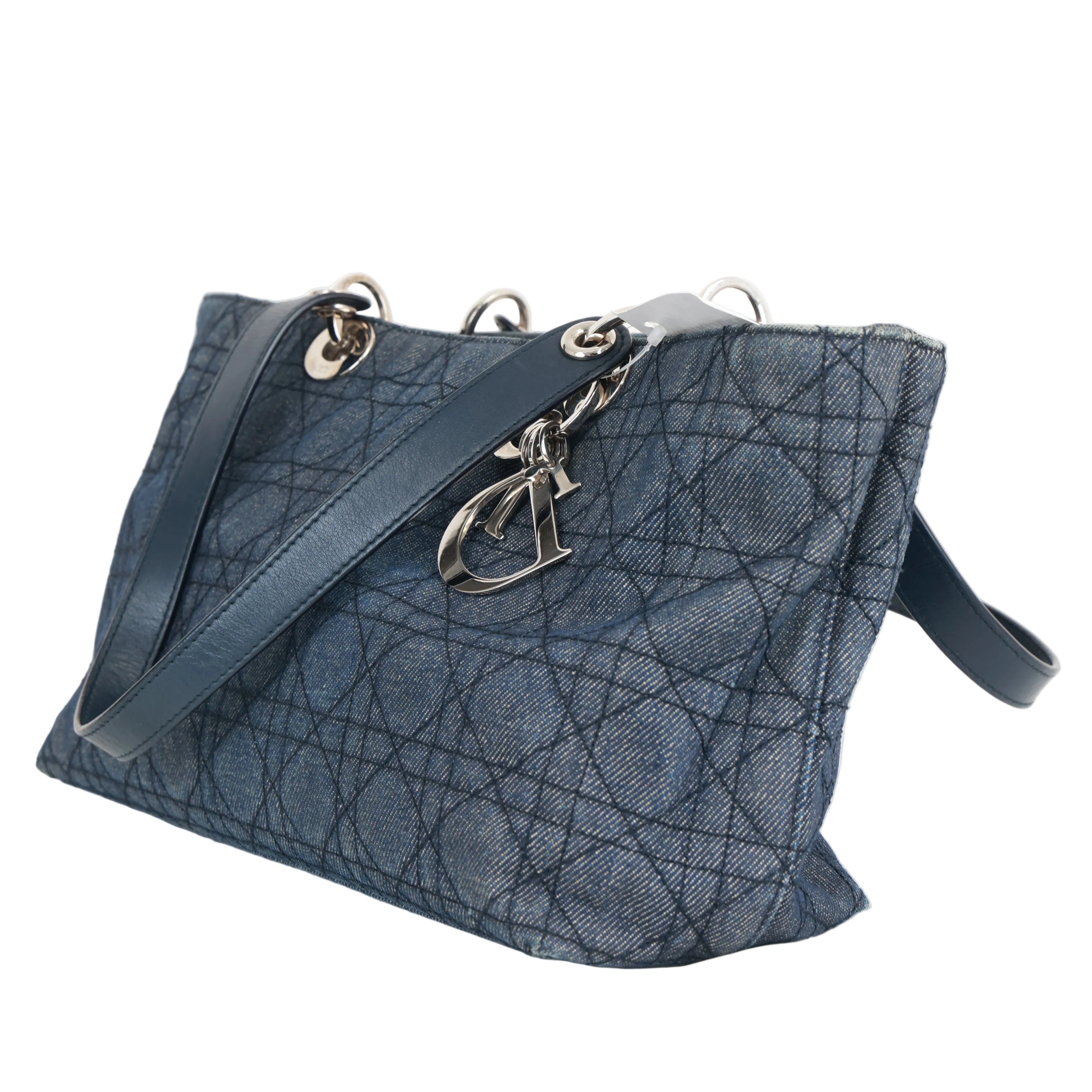 Christian Dior Denim Cannage Tote Bag Shoulder Bag
