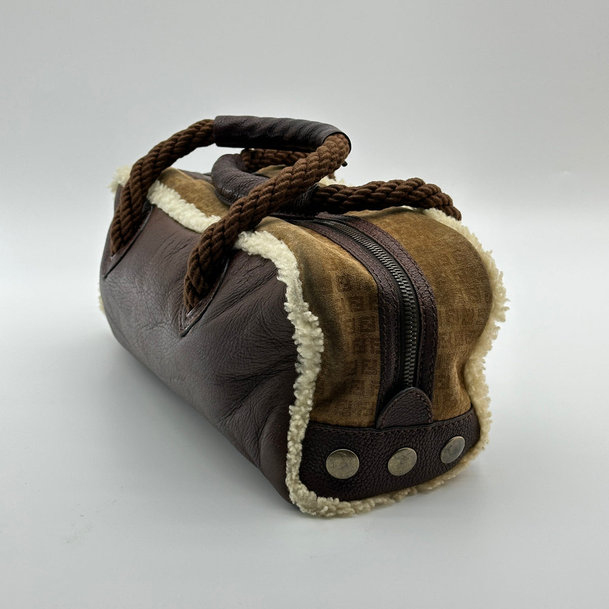 Fendi Shearling Leather Mouton Brown Handbag