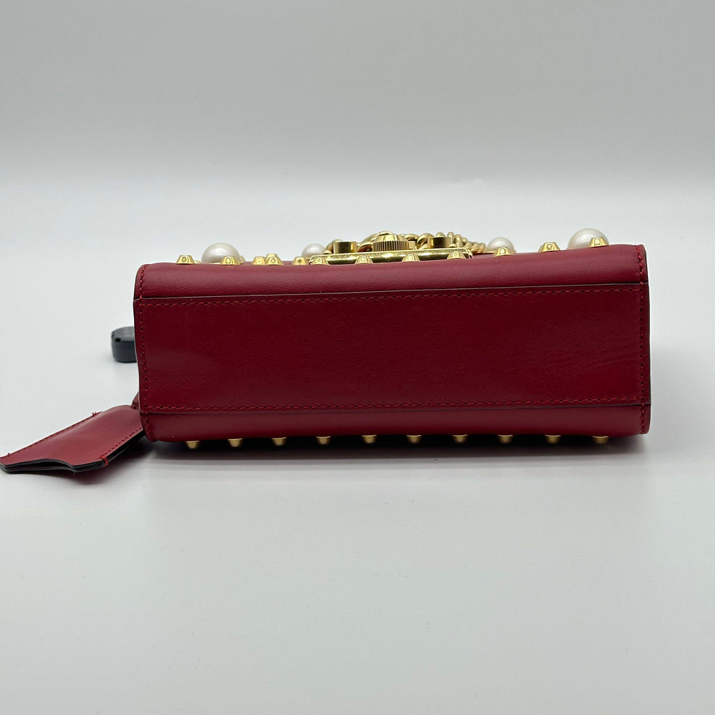 Gucci Padlock Pearl Embellished Chain Shoulder Crossbody 2Way